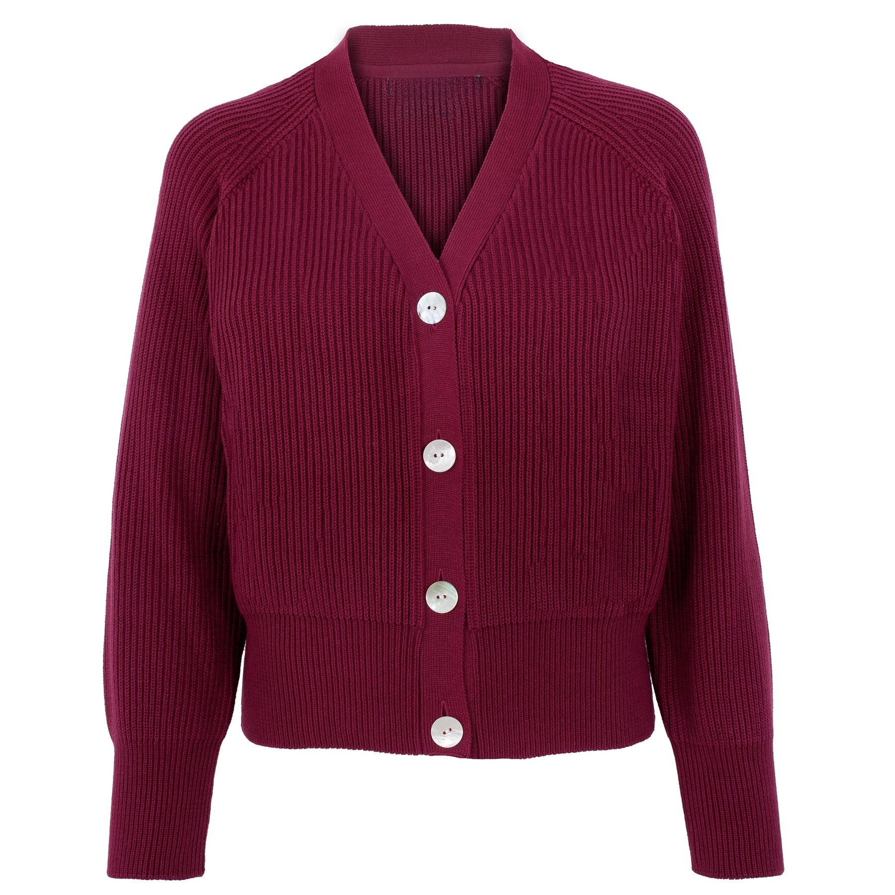 Oversized Cotton V-Neck Ribbed Cardigan