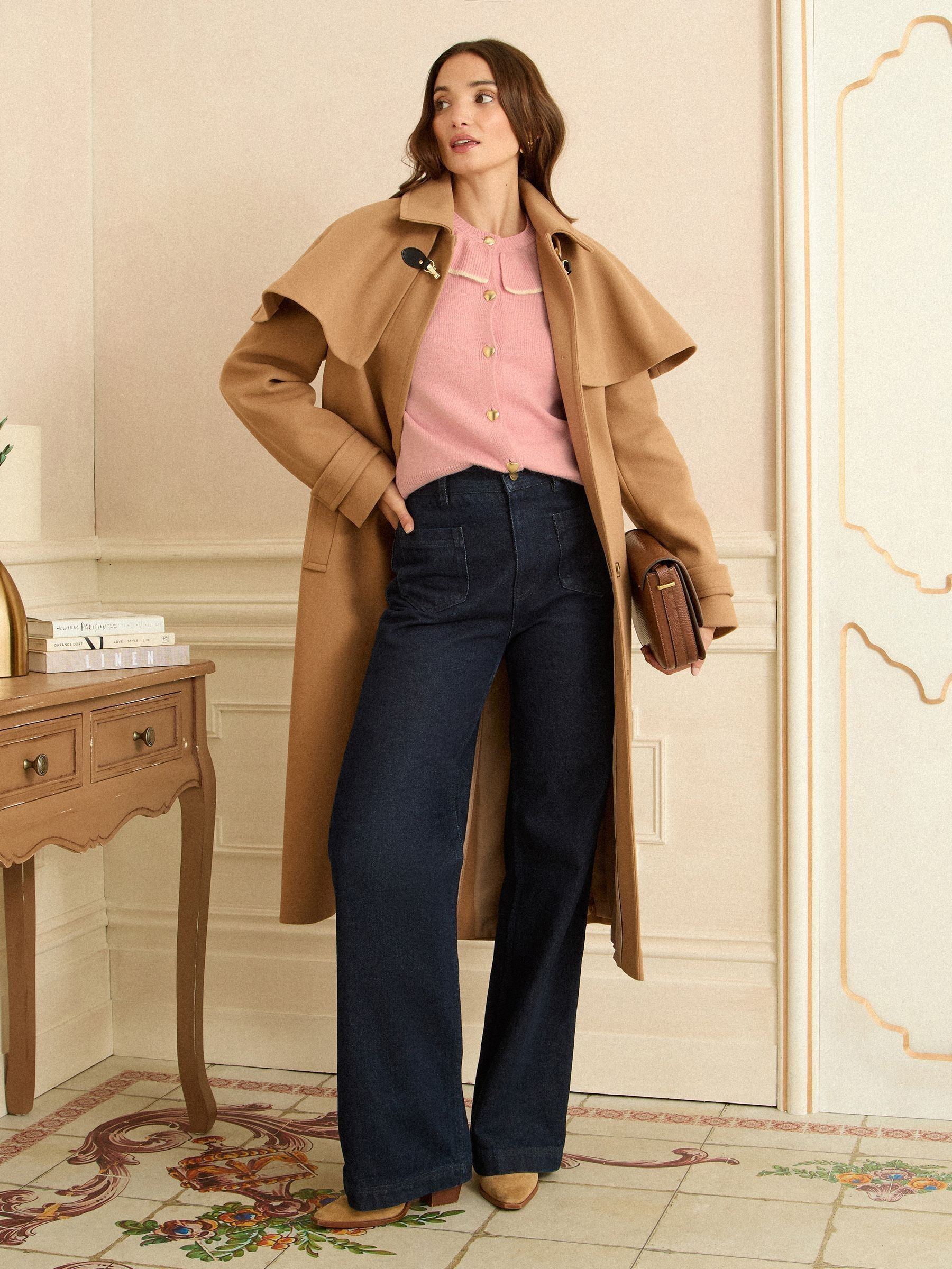 Pale Pink Cosy Pointelle Sleeve Collard Top
