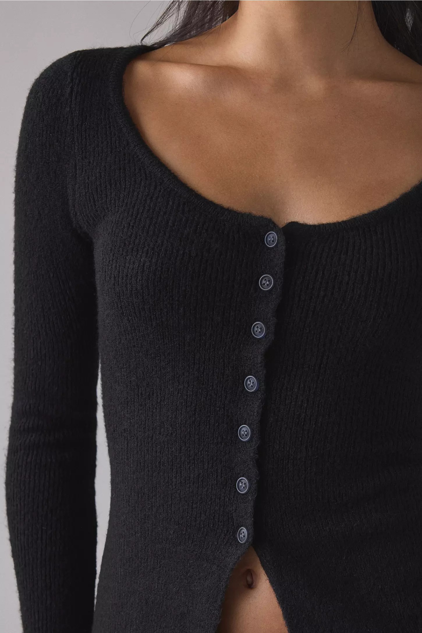 Scoop Neck Flyaway Hem Cardigan