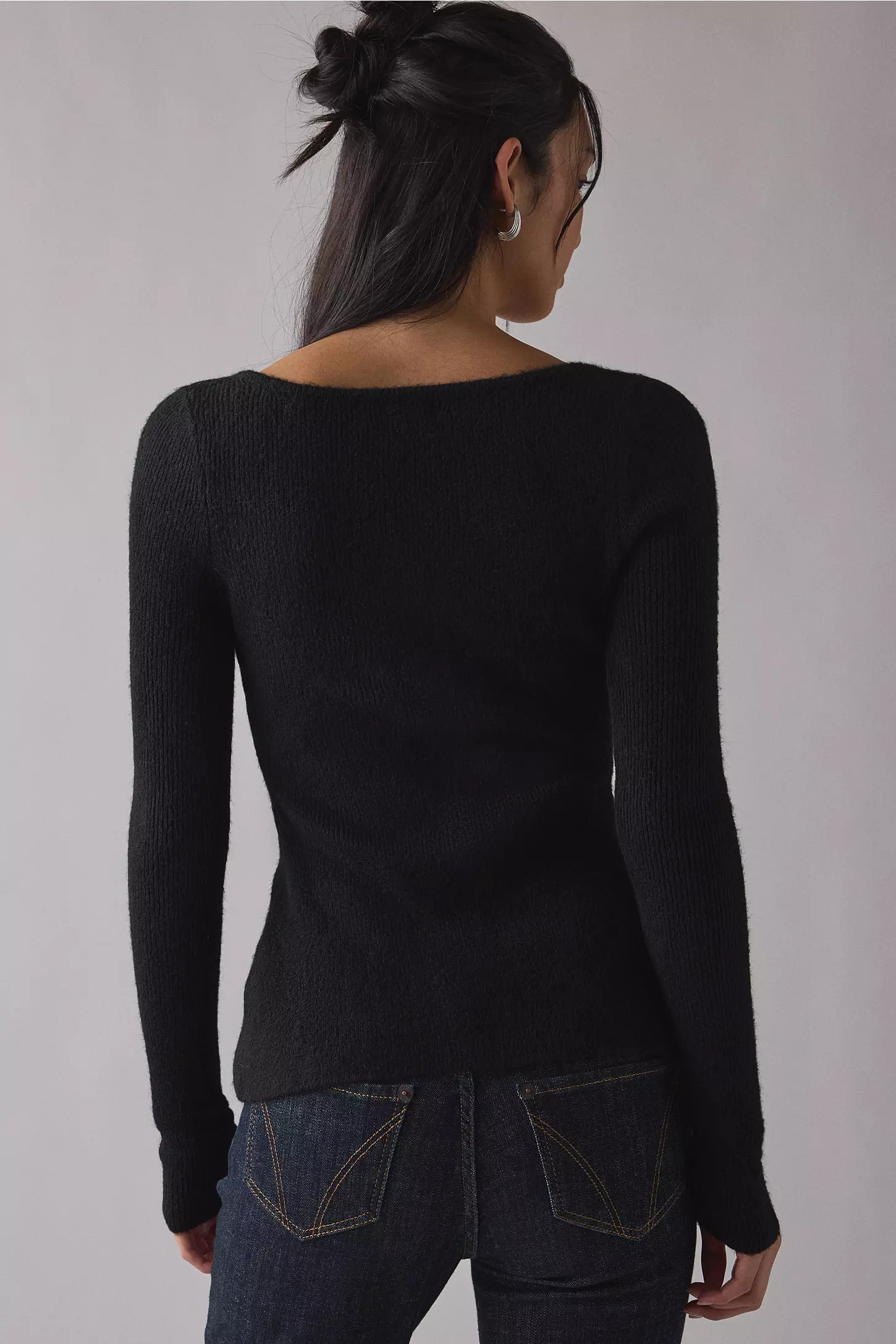 Scoop Neck Flyaway Hem Cardigan