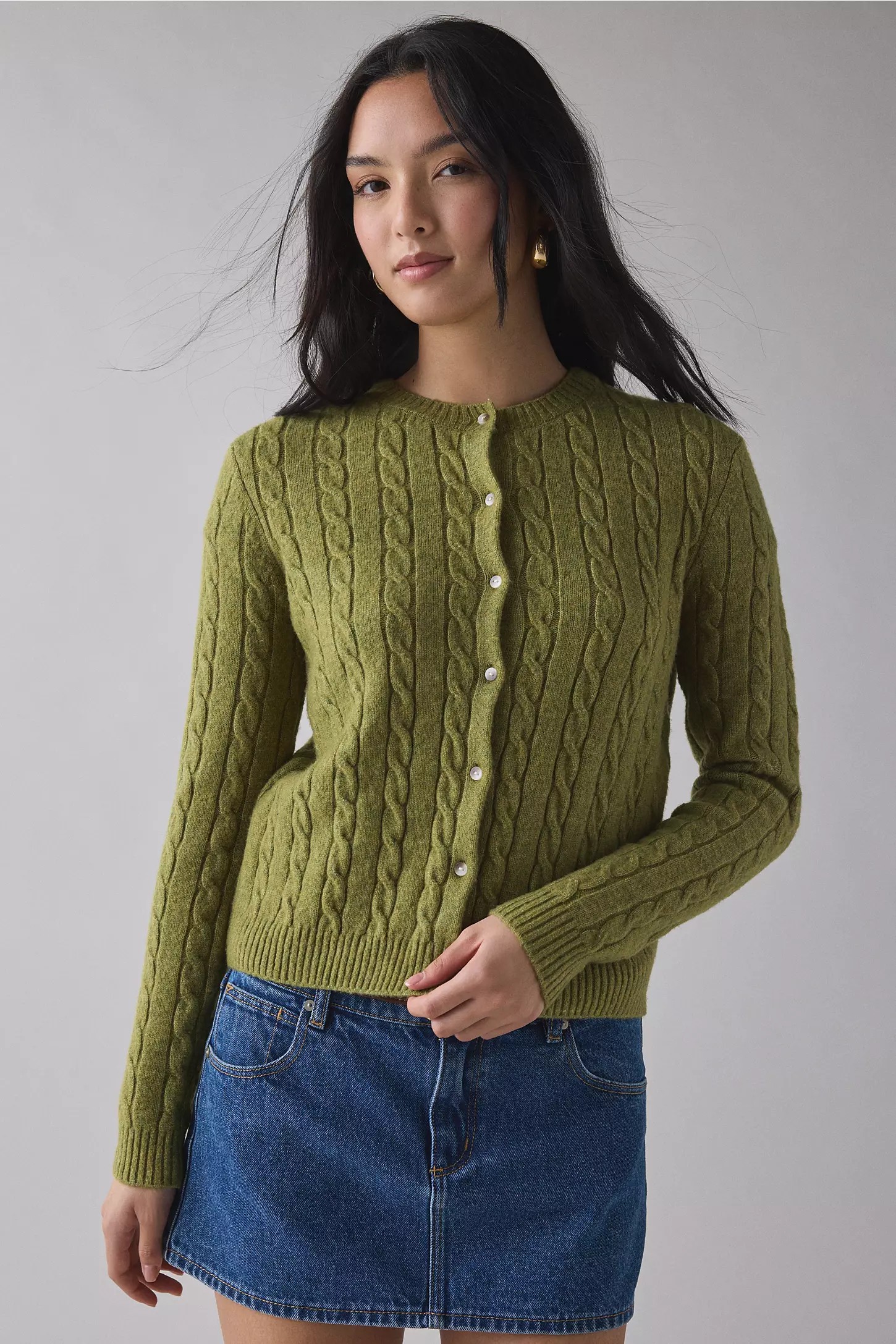 Soft Brushed Cable Knit Cardigan