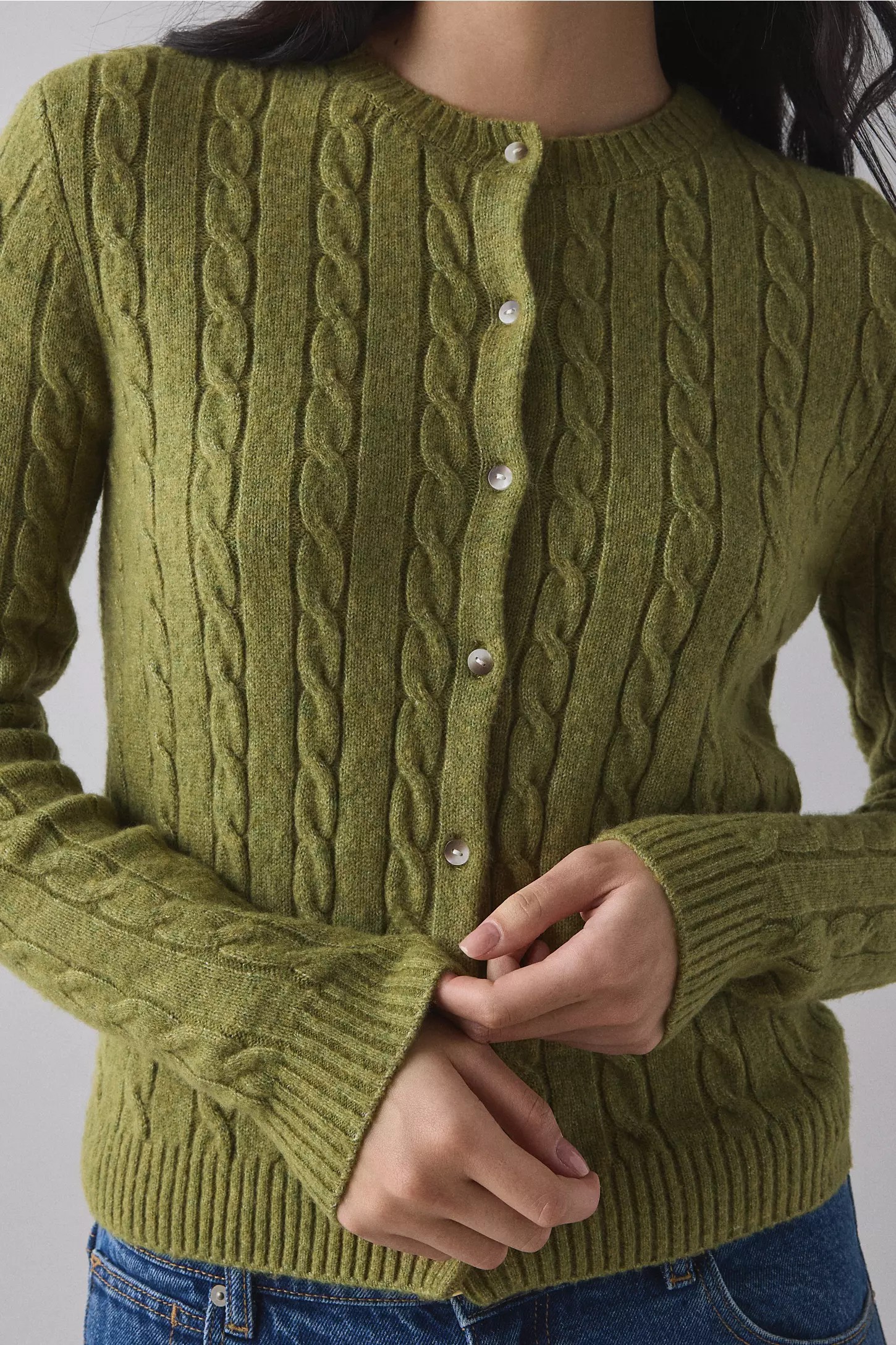 Soft Brushed Cable Knit Cardigan