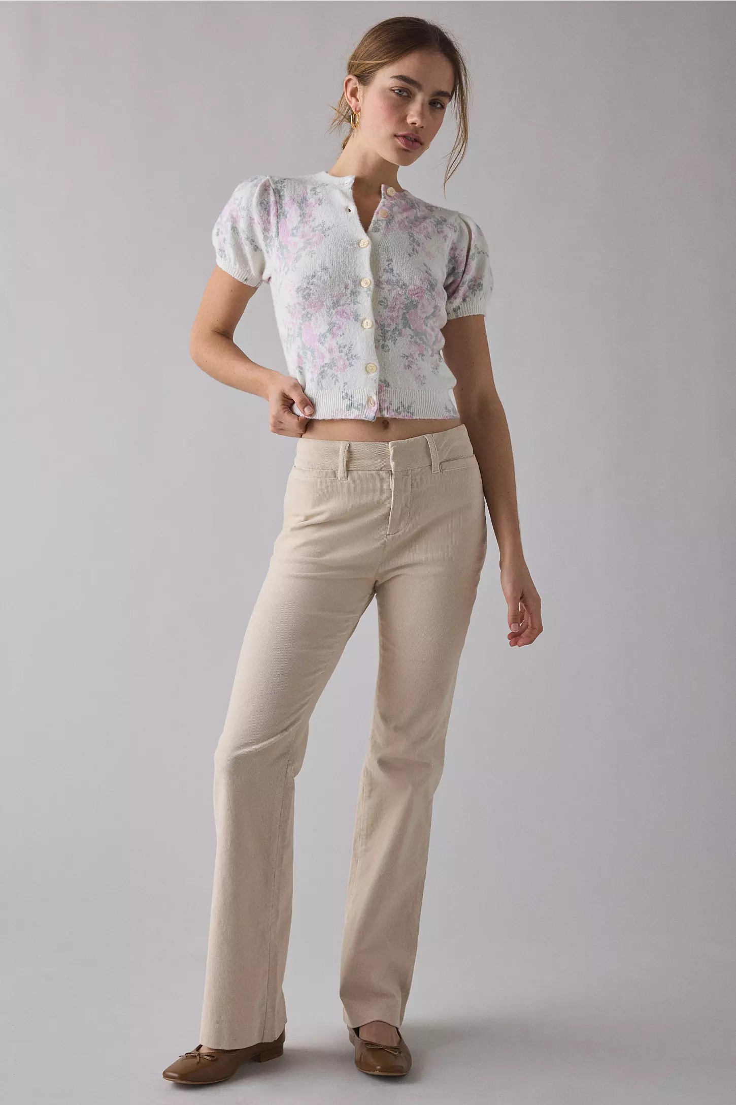 Yellow Puff Short Sleeve Printed Cardigan