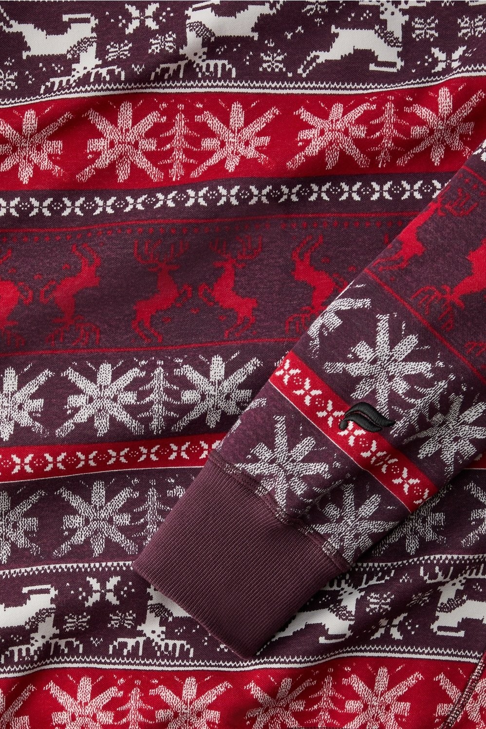 Burgundy Reindeer Fair isle Fleece Crewneck