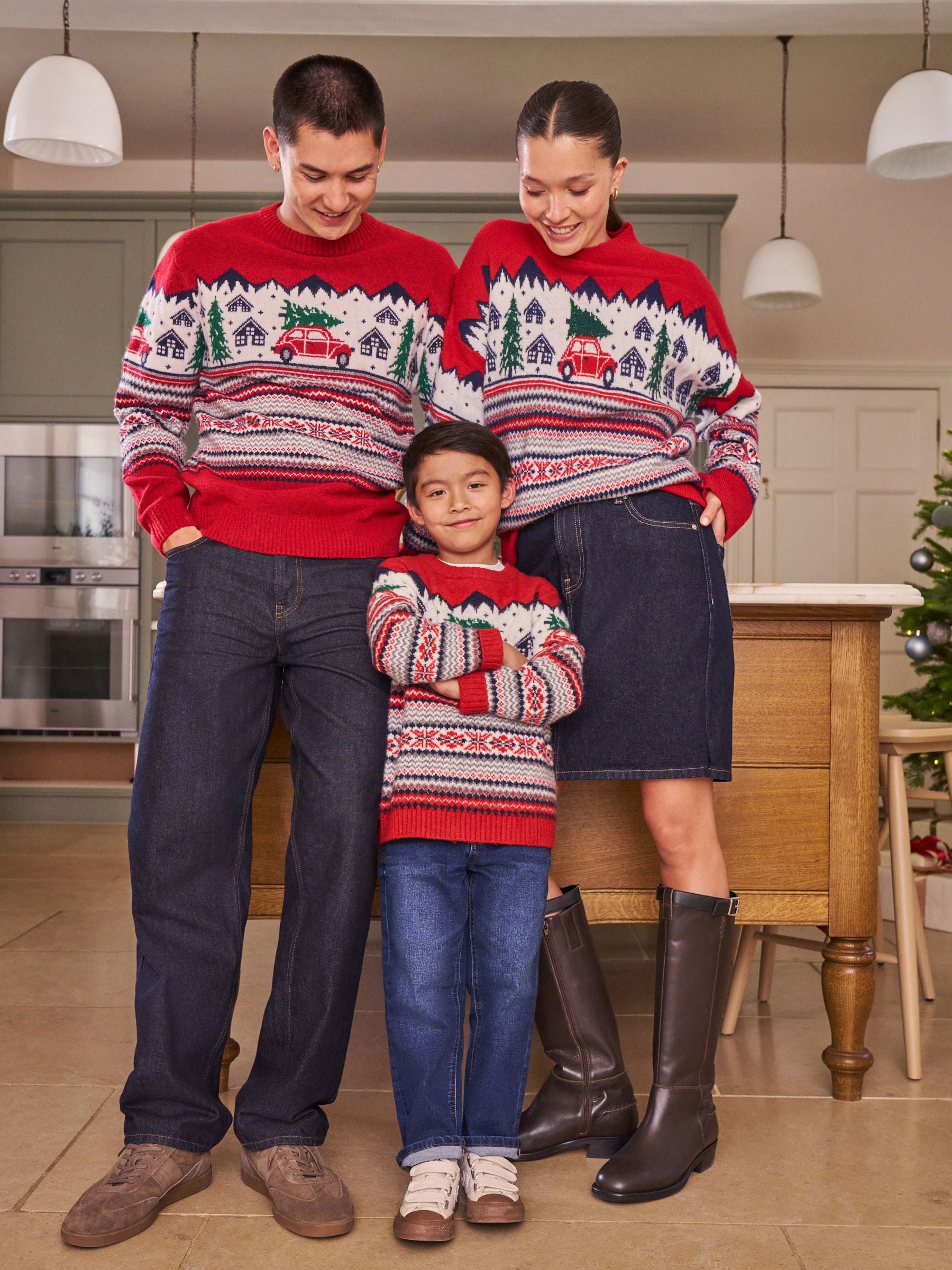 Crimson Alpine Village Jacquard Holiday Jumper