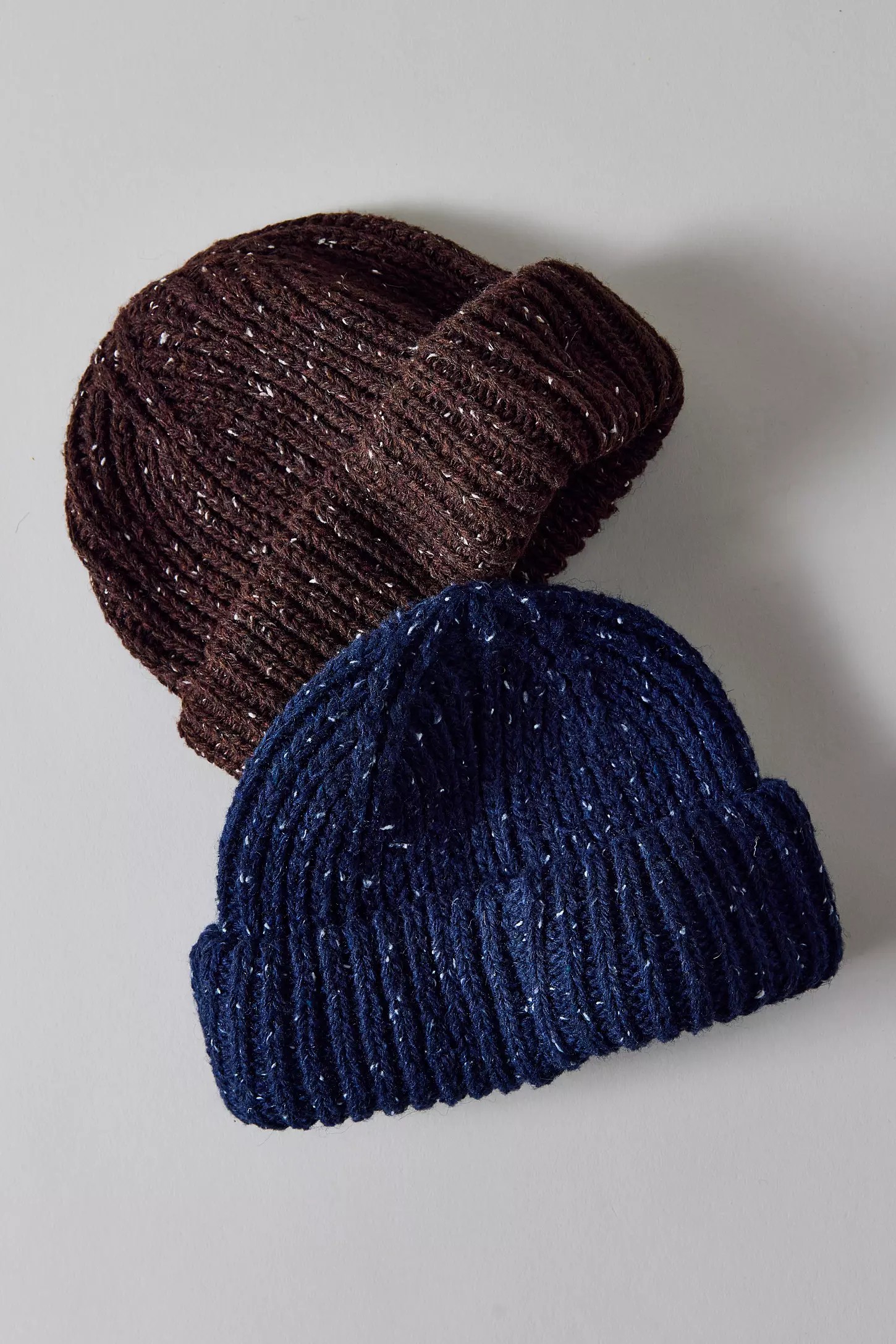 Marled Wool-Blend Short Roll Beanie
