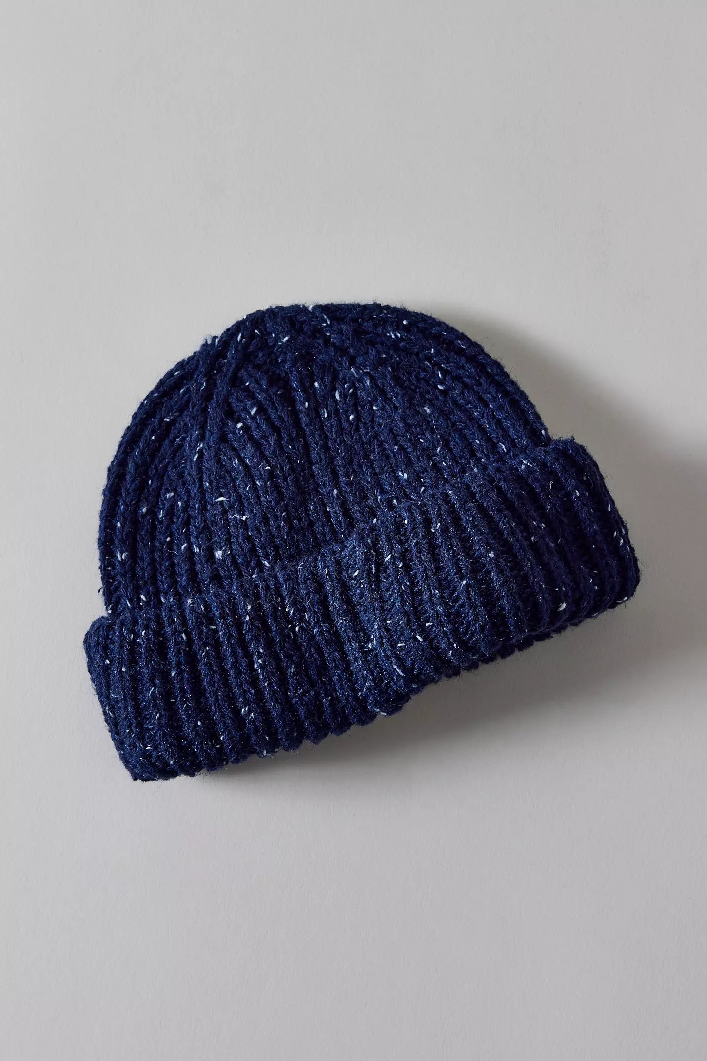 Marled Wool-Blend Short Roll Beanie