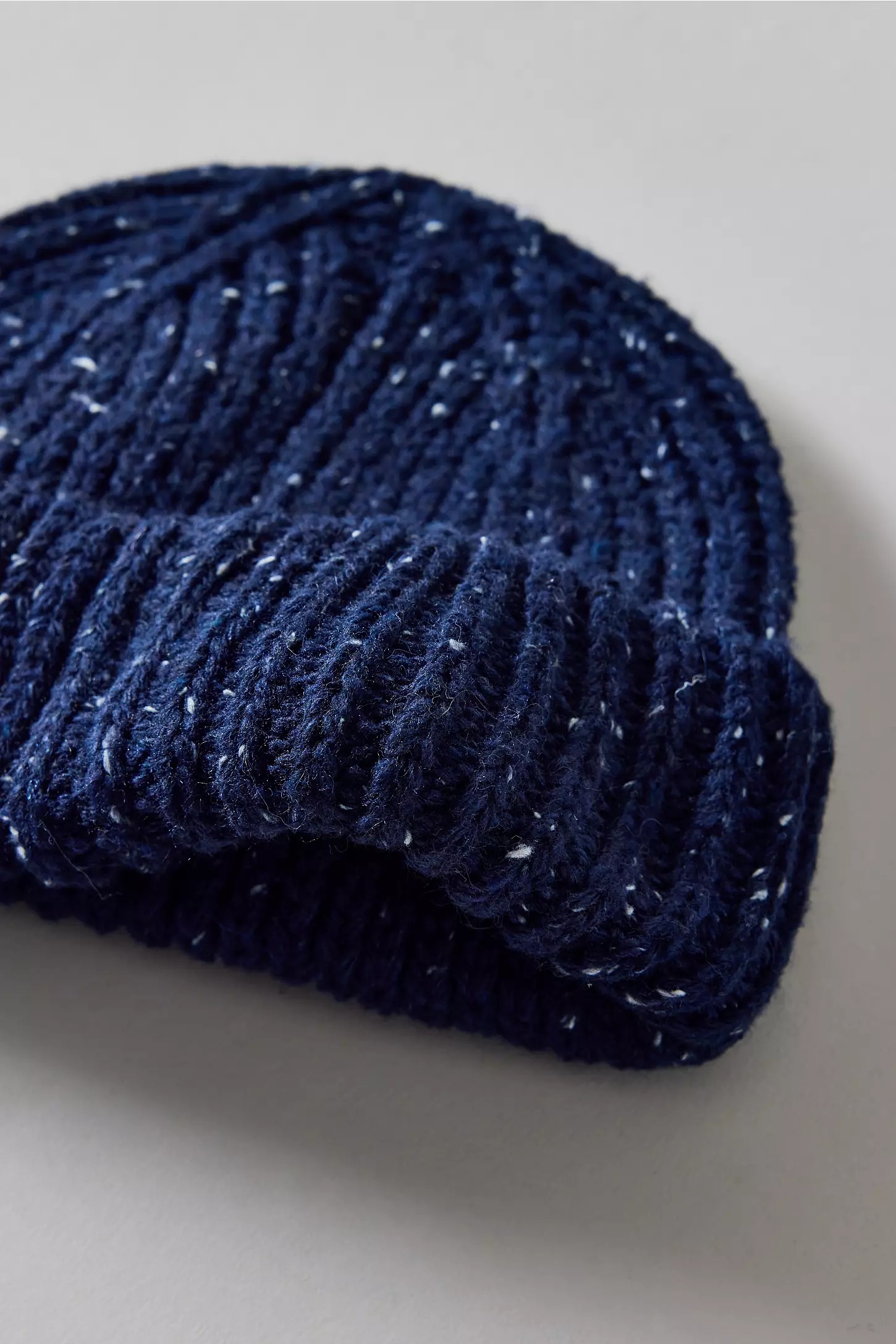 Marled Wool-Blend Short Roll Beanie