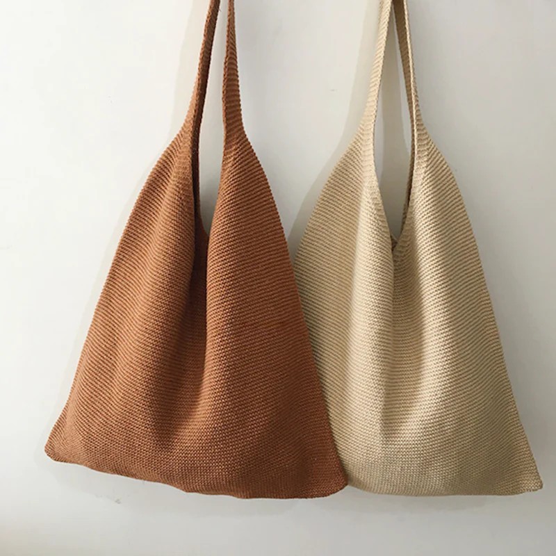 BEIGE - Cotton Knitted Shoulder Bag