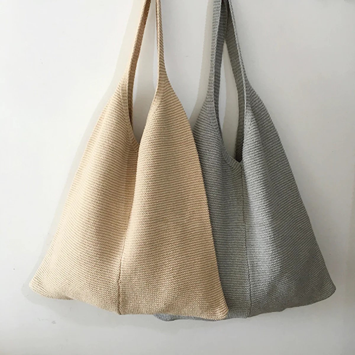 BEIGE - Cotton Knitted Shoulder Bag
