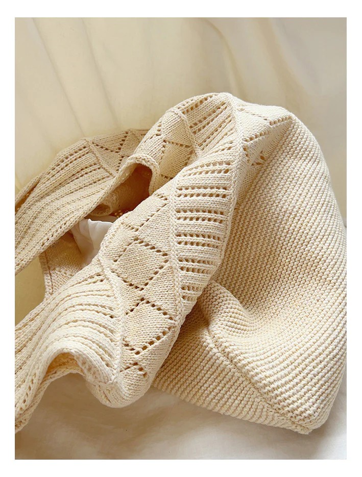 Minimalist Textured Knitted Cotton Shoulder Tote