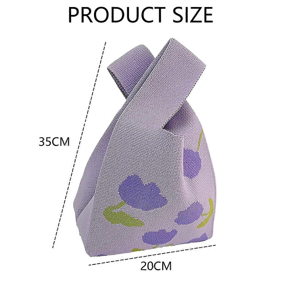 Women's Tote Bag Retro Cute Small Knitted Vest Bag Portable Bento Bag