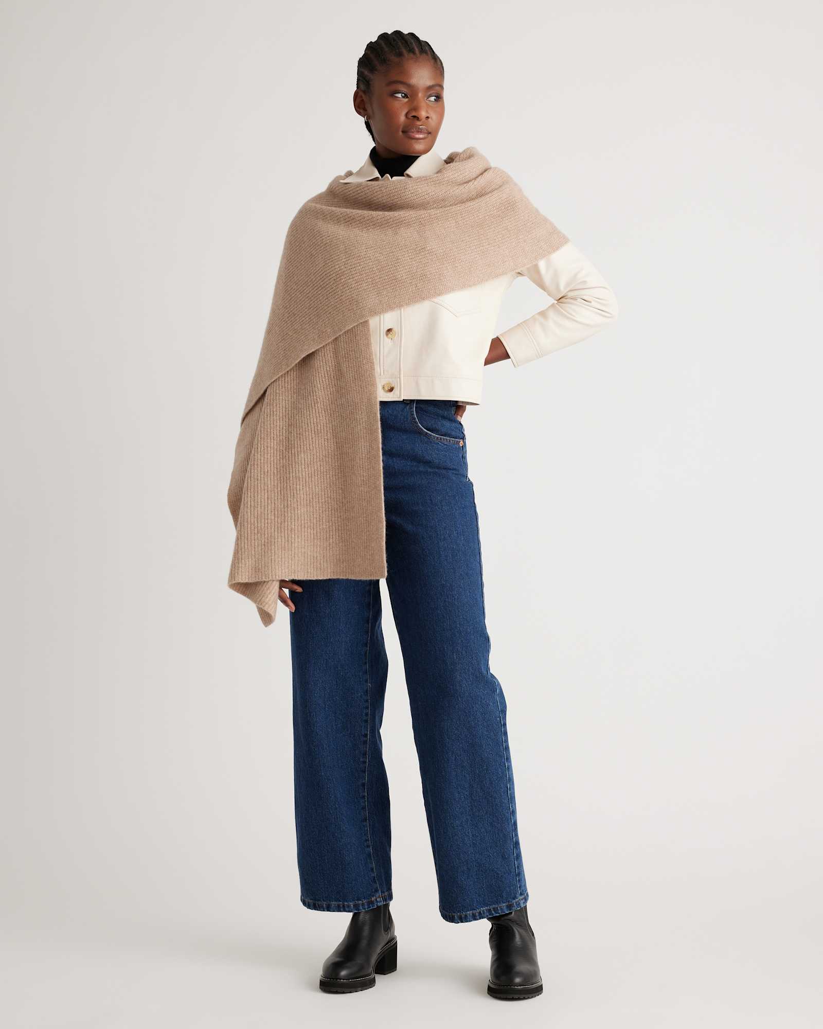 Mongolian Cashmere Ribbed Wrap
