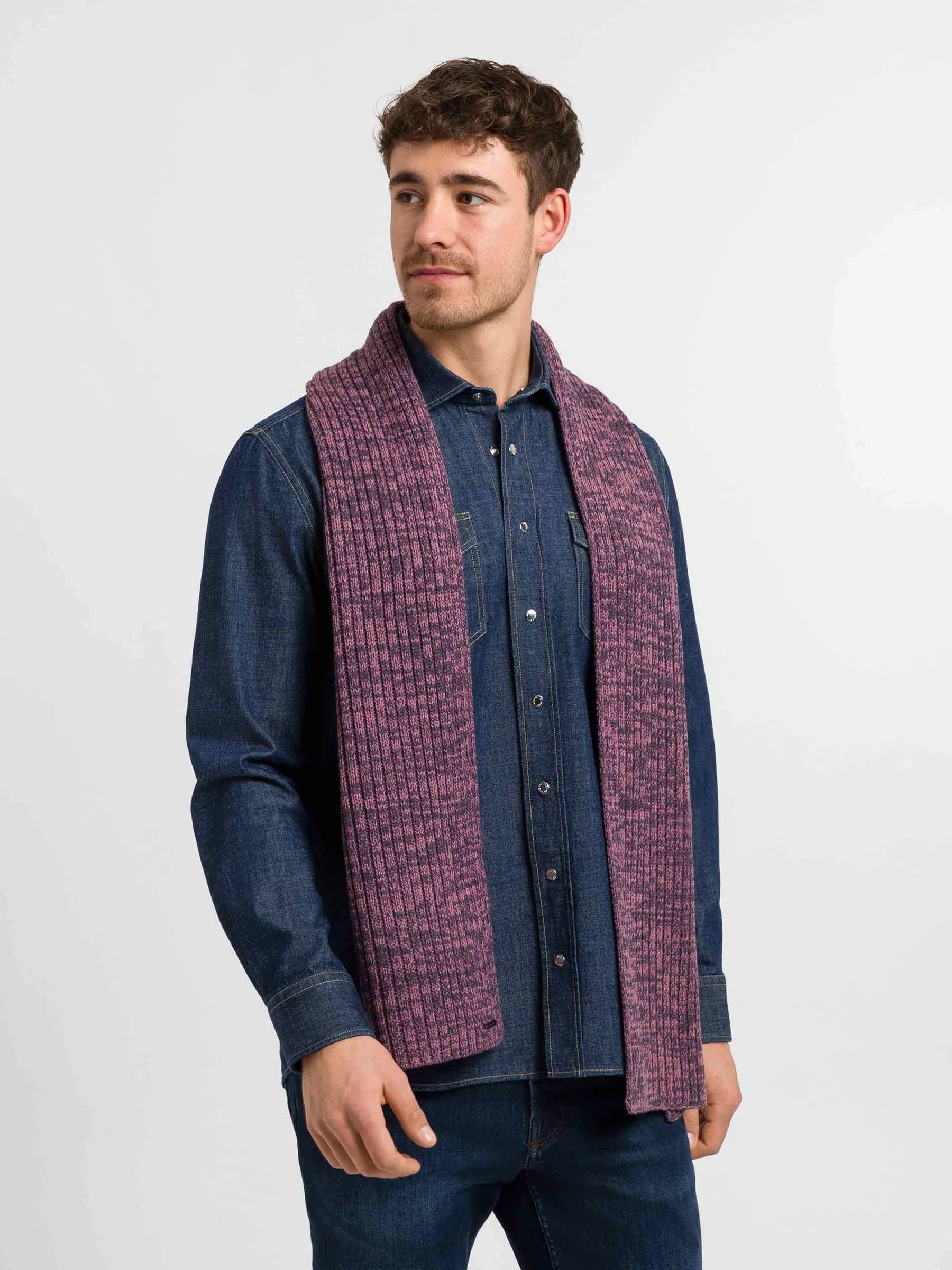 Ribbed Wool-Blend Knit Scarf