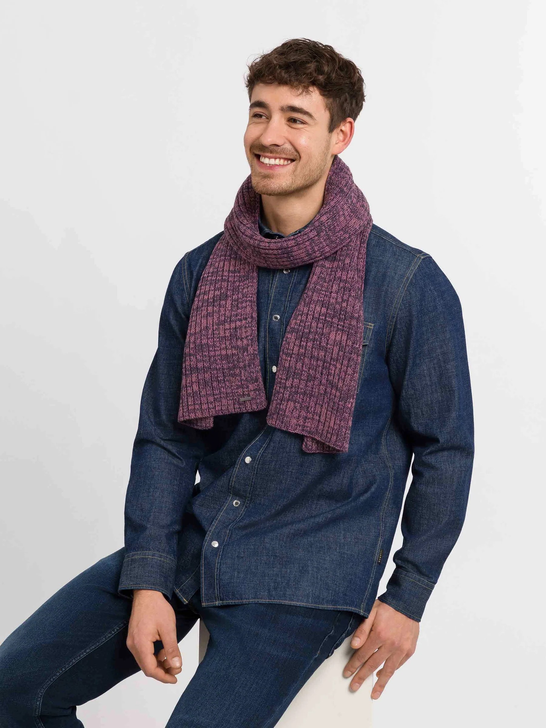 Ribbed Wool-Blend Knit Scarf