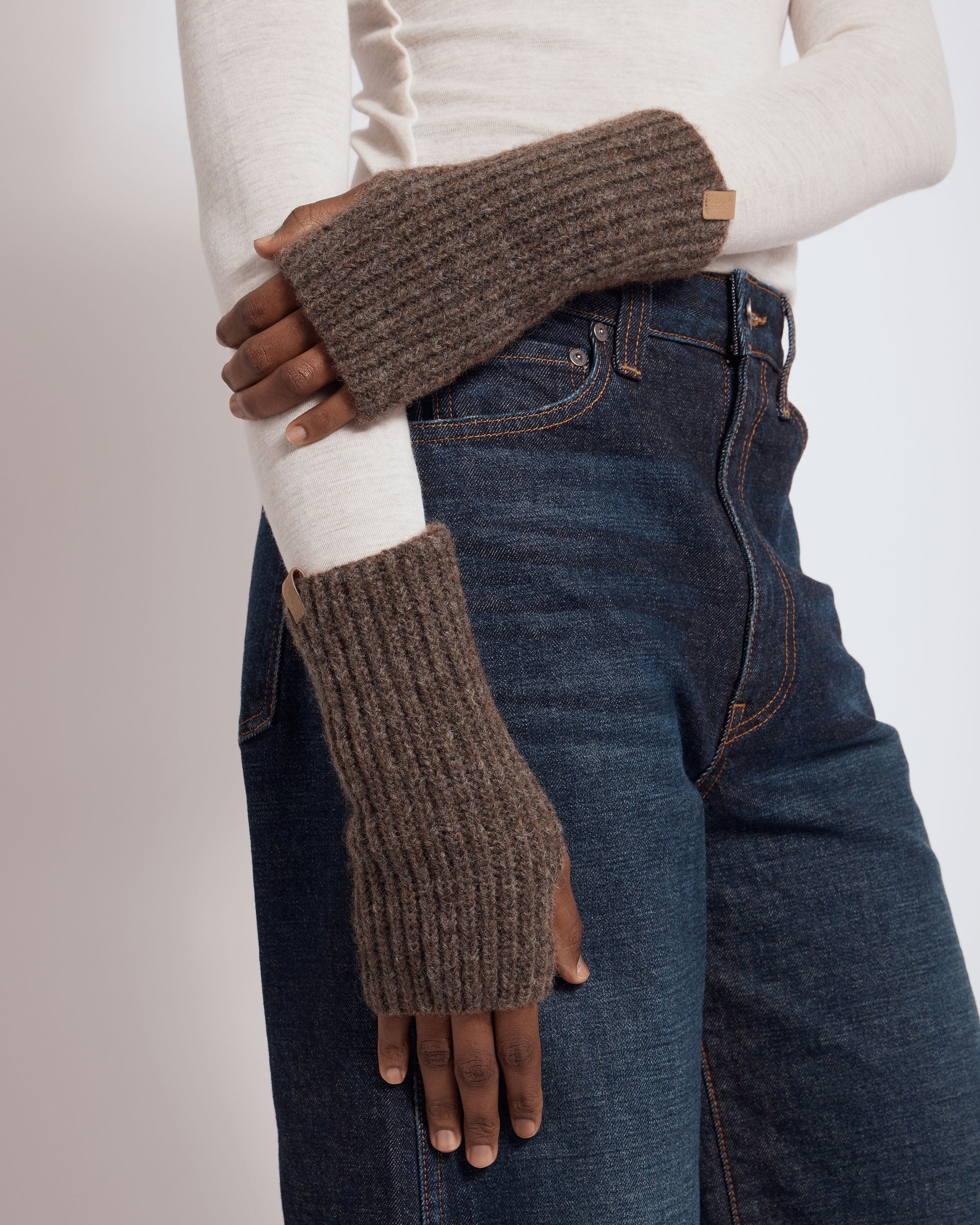 Alpaca Wool-Blend Ribbed Wrist Warmers