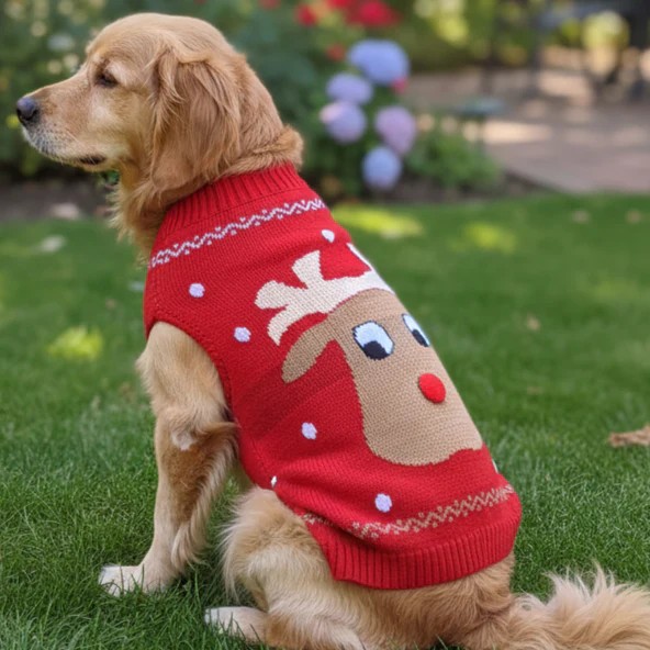 Classic Reindeer Print Dog Sweater