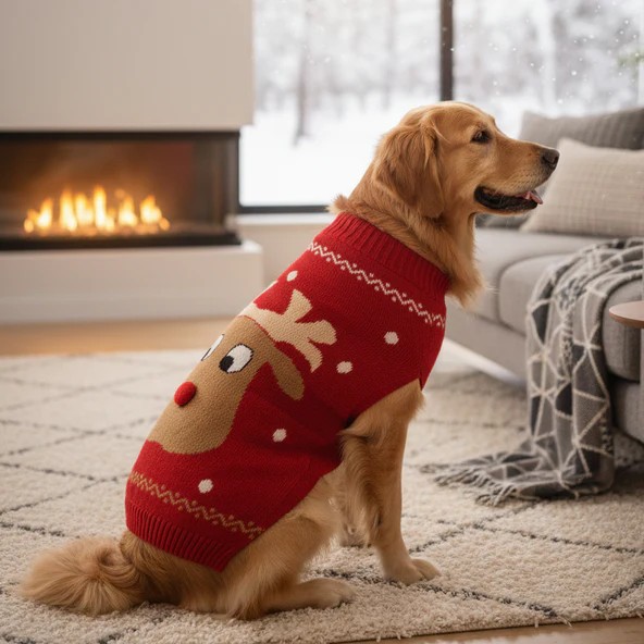 Classic Reindeer Print Dog Sweater