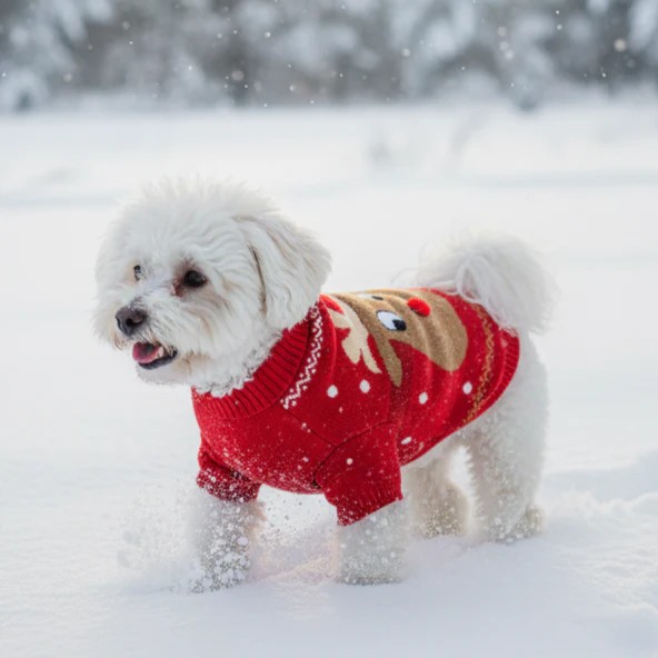 Classic Reindeer Print Dog Sweater