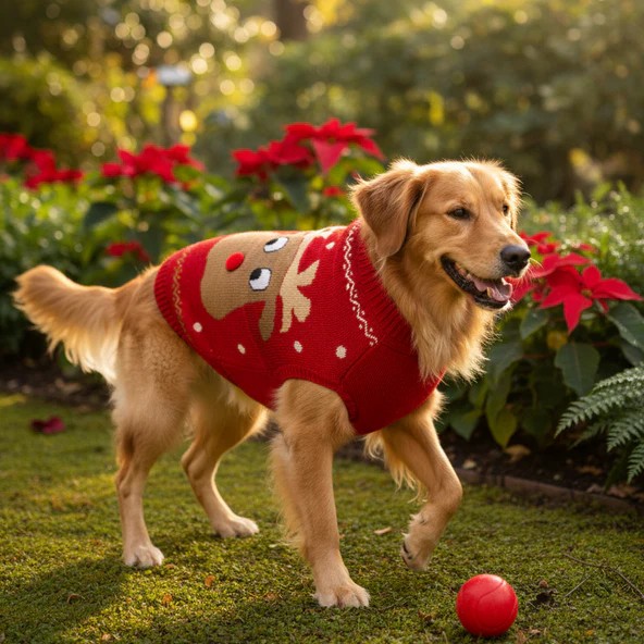 Classic Reindeer Print Dog Sweater