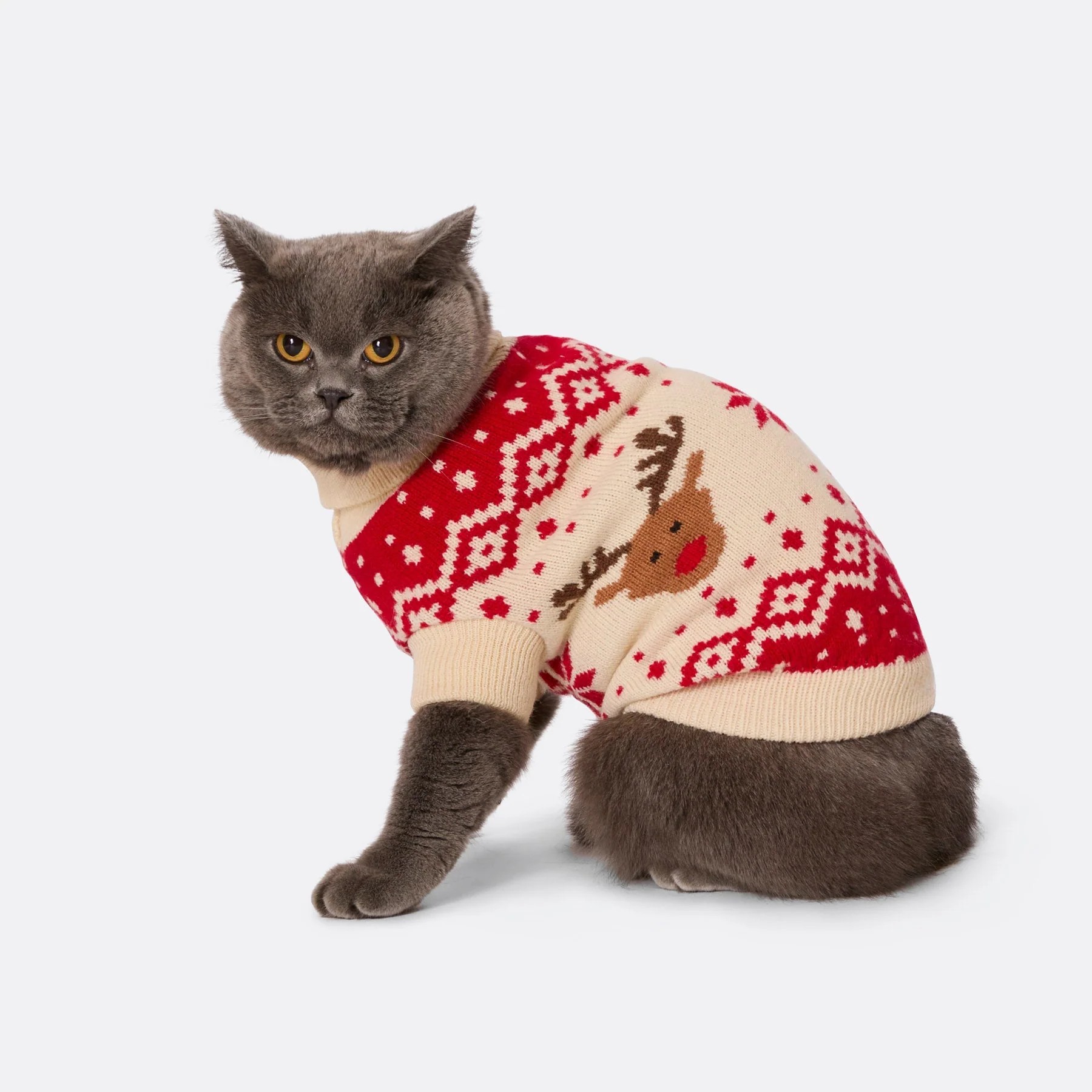 Retro Reindeer Jacquard Pet Jumper