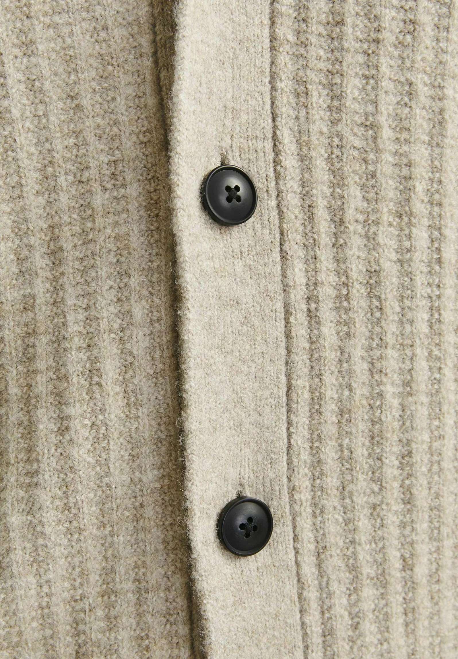 Heather Beige High-Collar Cardigan