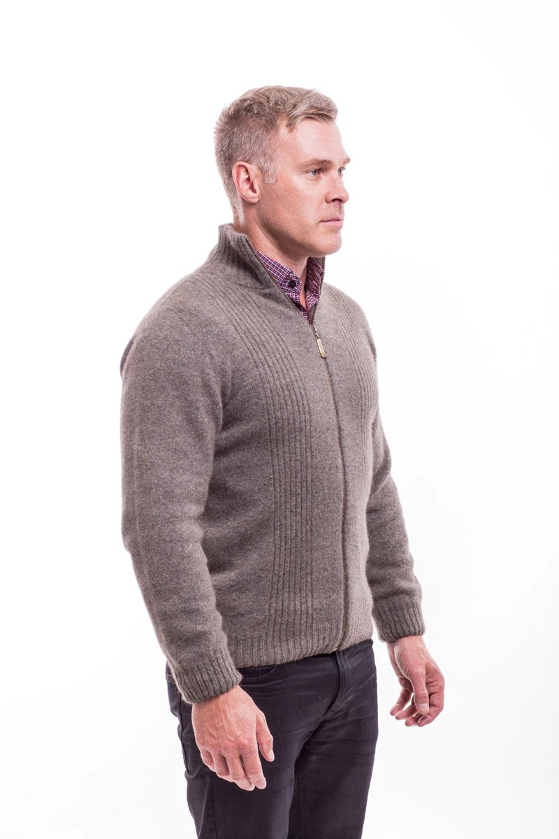 Possum Fur Merino Wool Rib Front Jacket