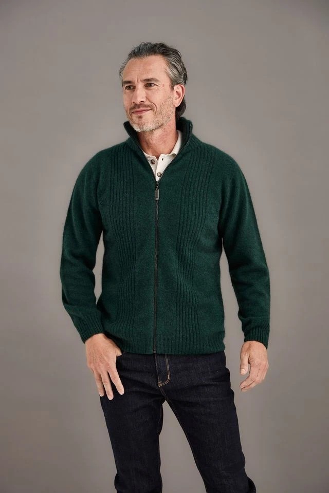 Possum Fur Merino Wool Rib Front Jacket