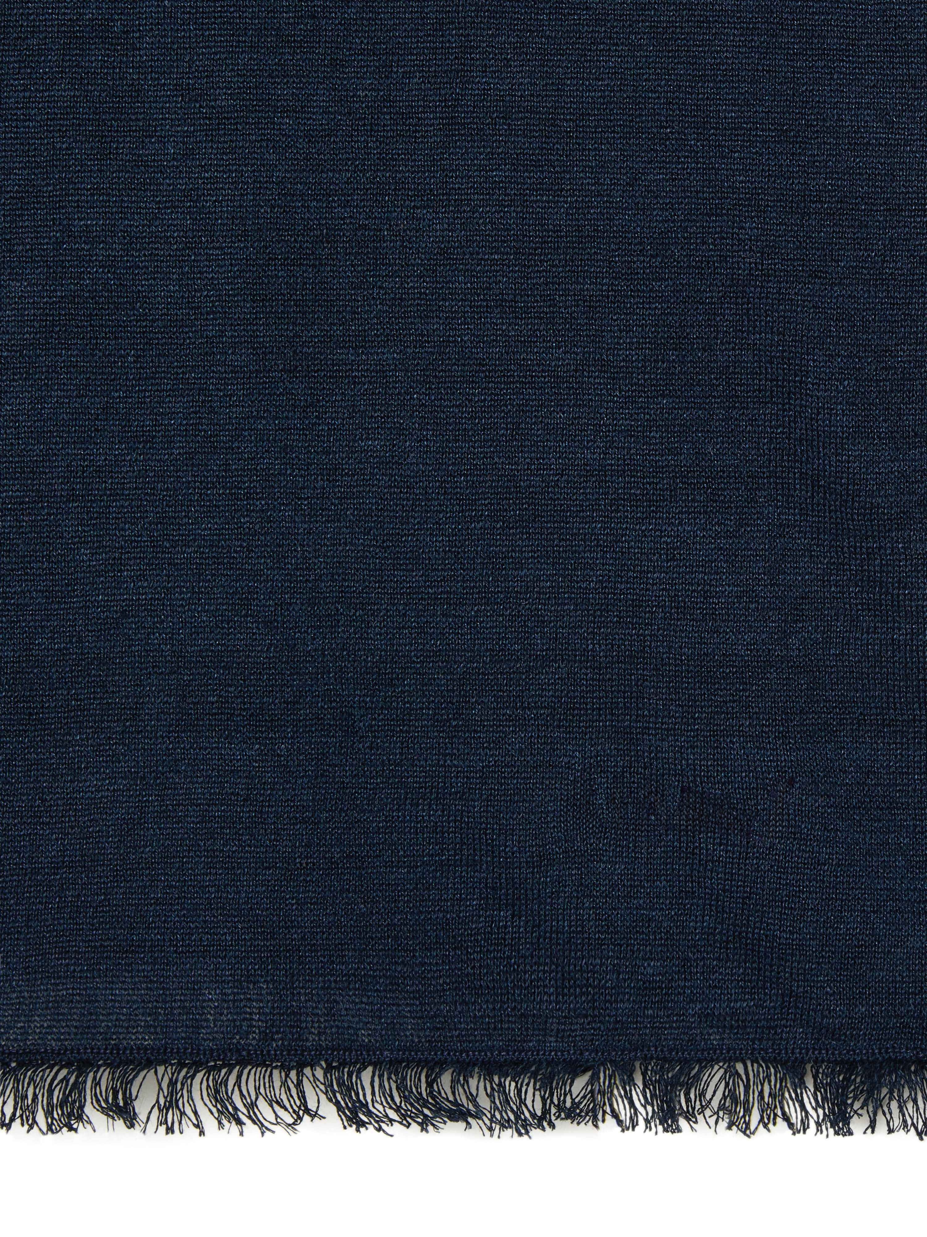Deep Blue Linen Fringed T-Shirt