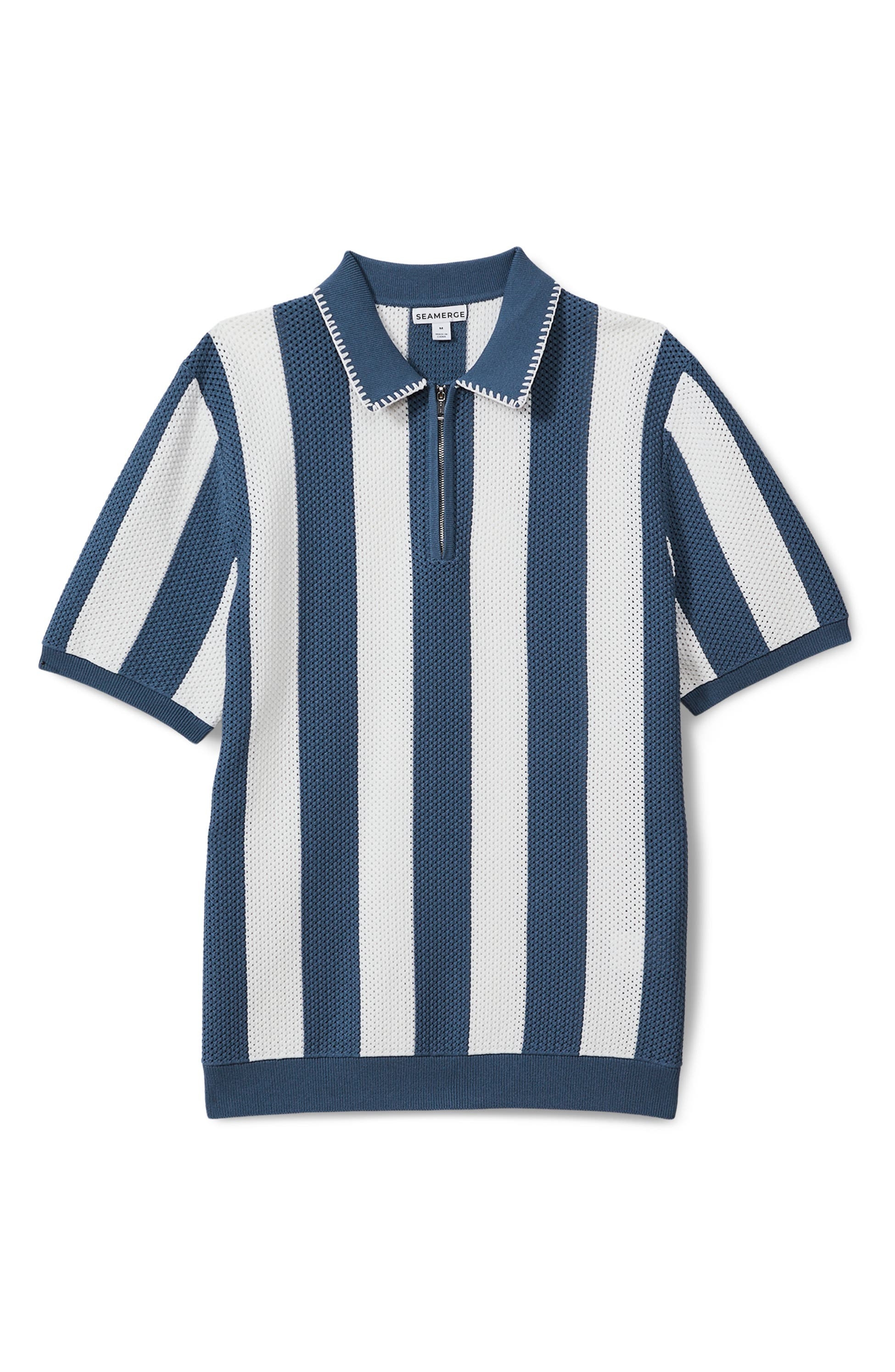 Bold Striped Half-Zip Polo