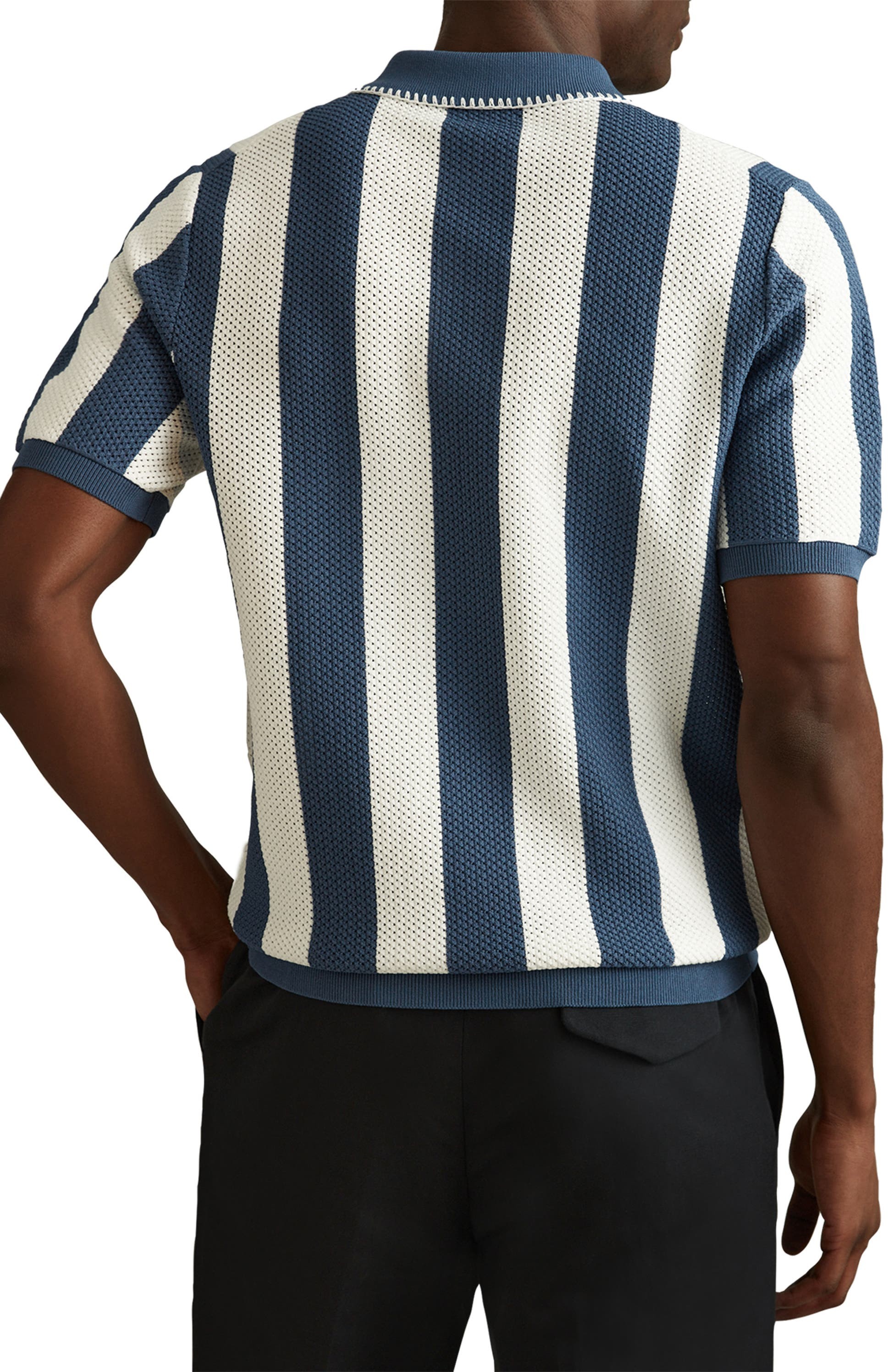 Bold Striped Half-Zip Polo