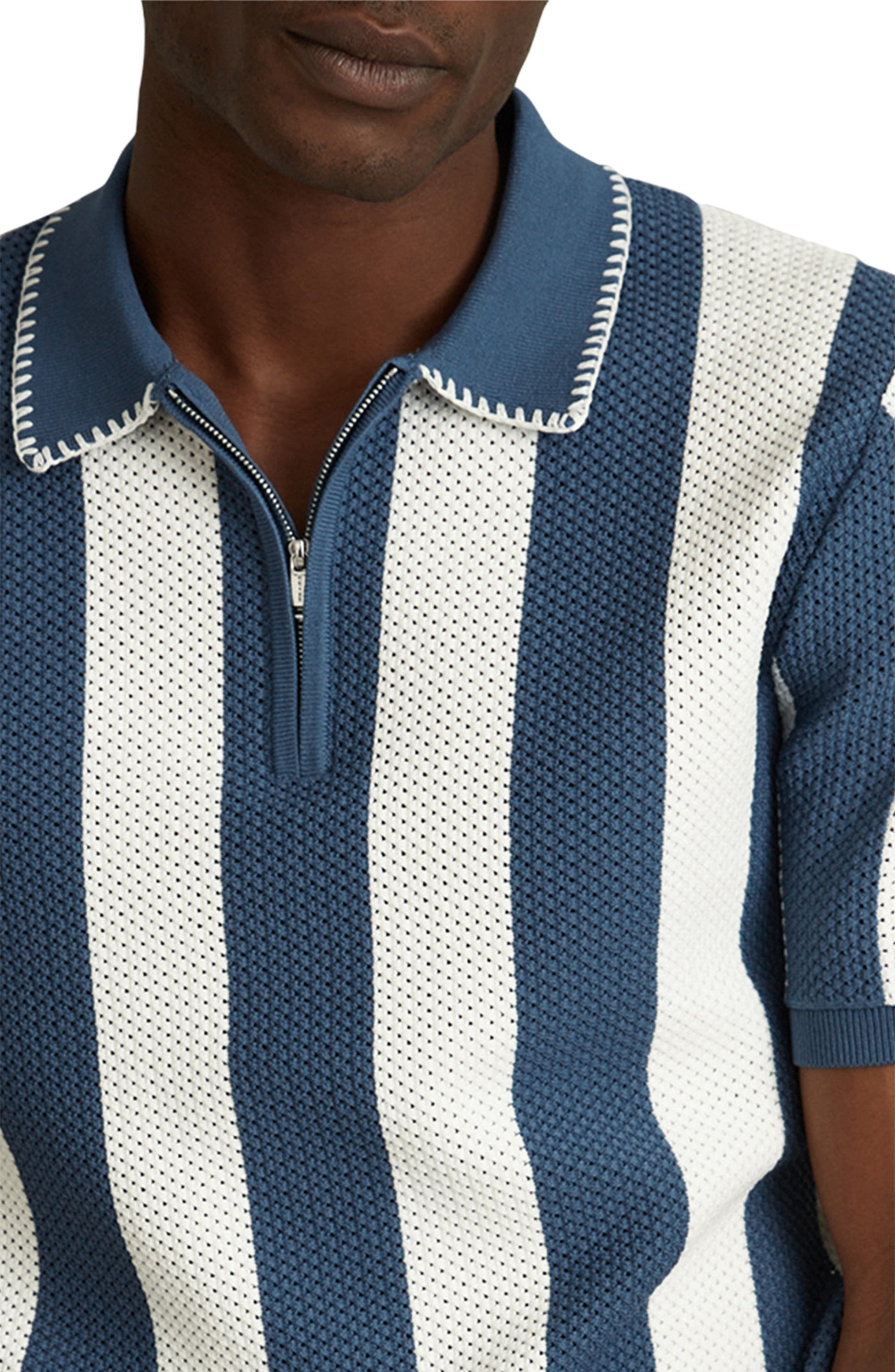 Bold Striped Half-Zip Polo