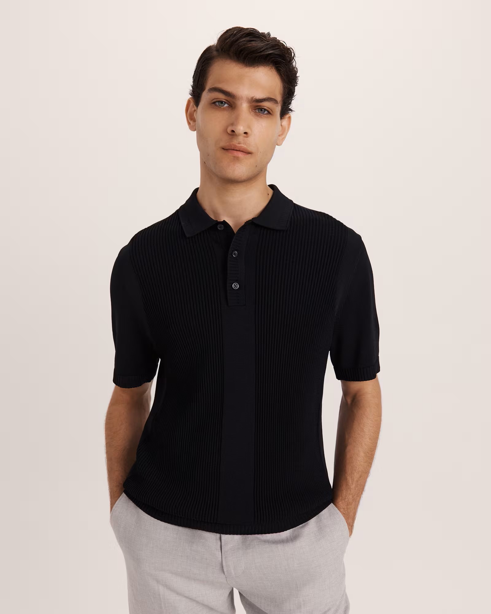 Engineered Textured Knit Polo