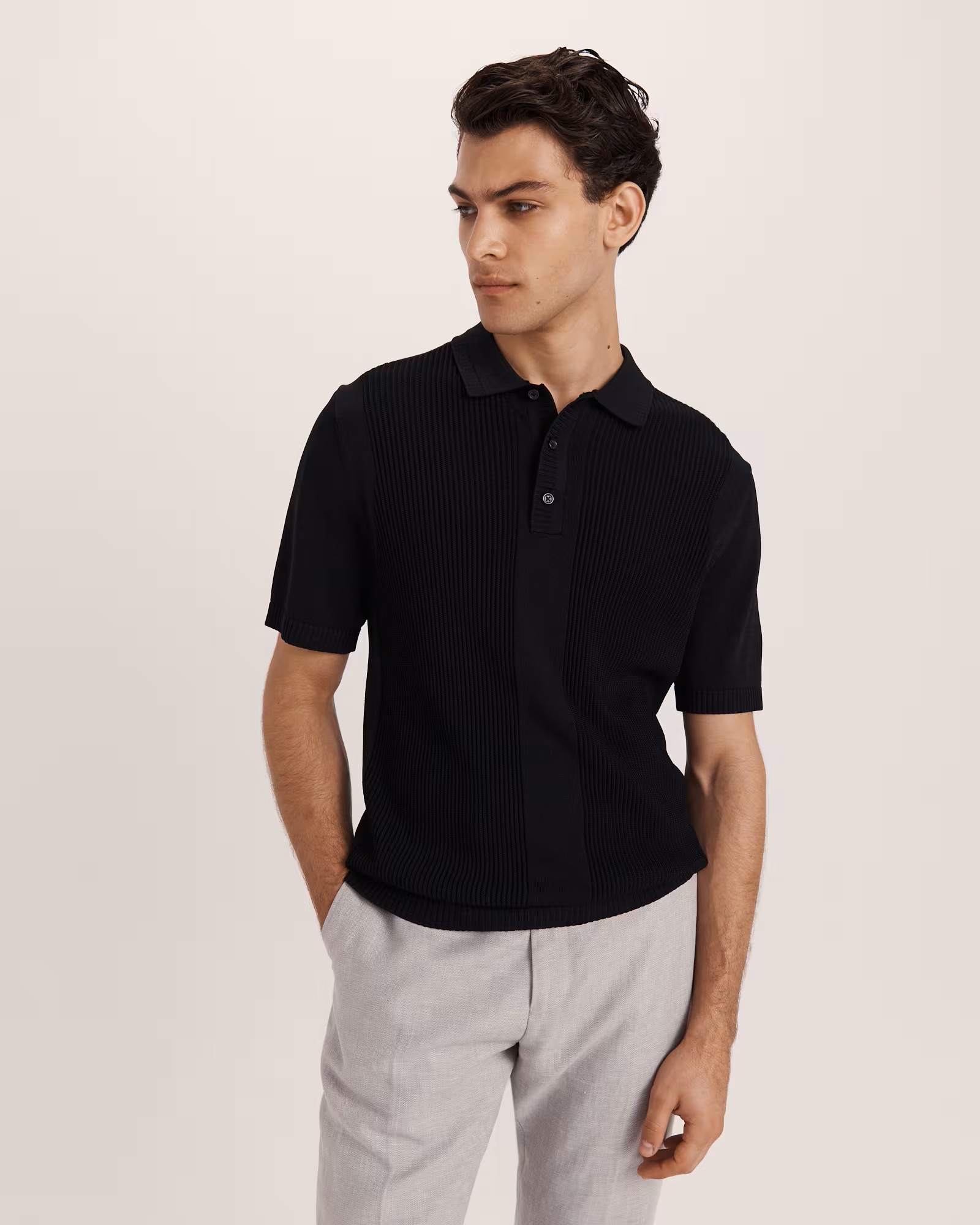 Engineered Textured Knit Polo