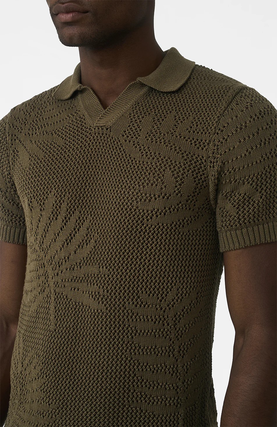 Tropics Relaxed Fit Crochet Knit Polo