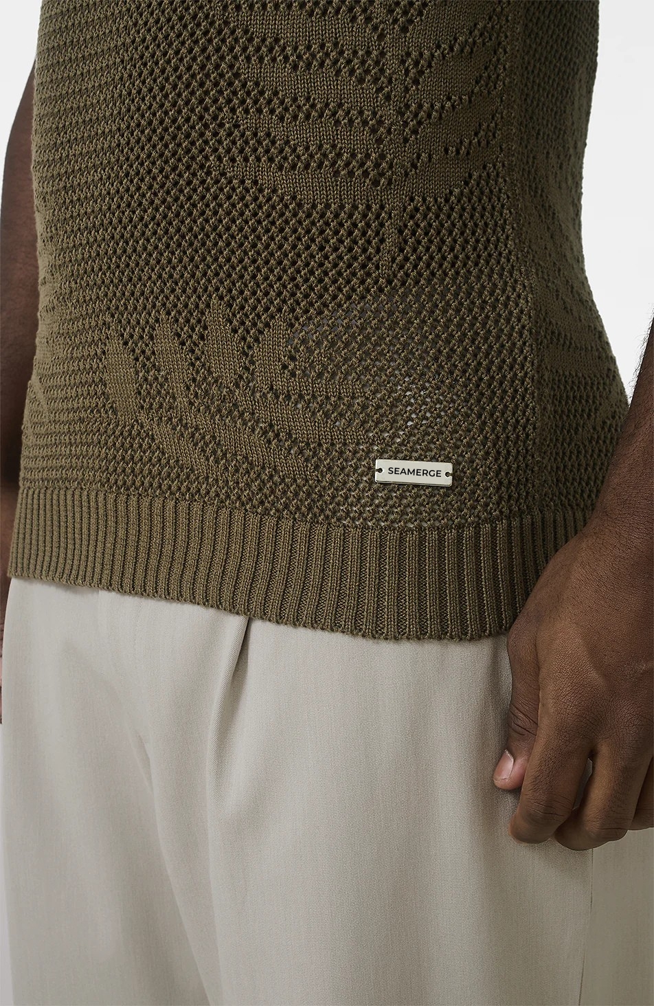 Tropics Relaxed Fit Crochet Knit Polo