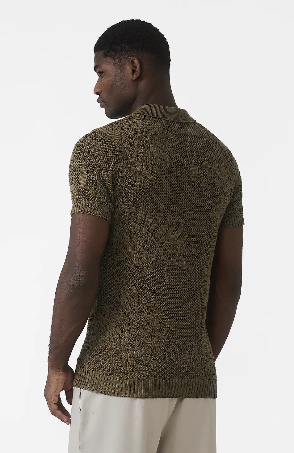 Tropics Relaxed Fit Crochet Knit Polo
