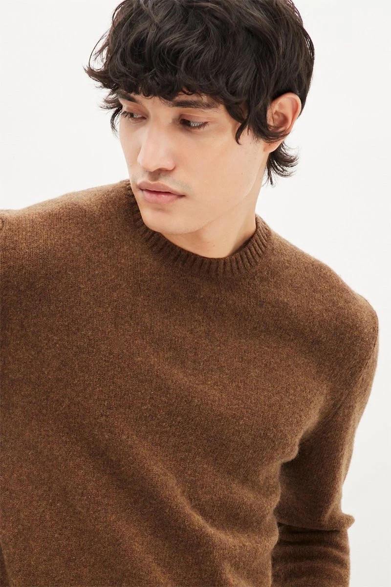 Men’s Brown Heritage Wool-Blend Sweater