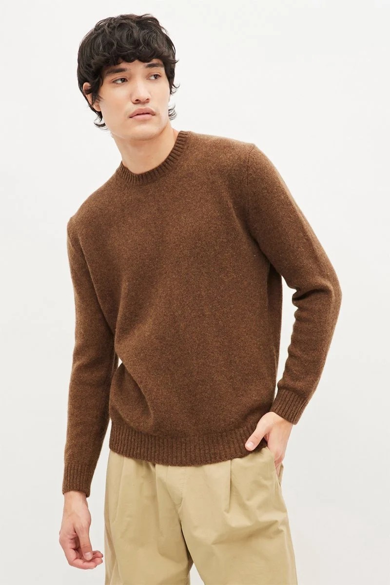 Men’s Brown Heritage Wool-Blend Sweater
