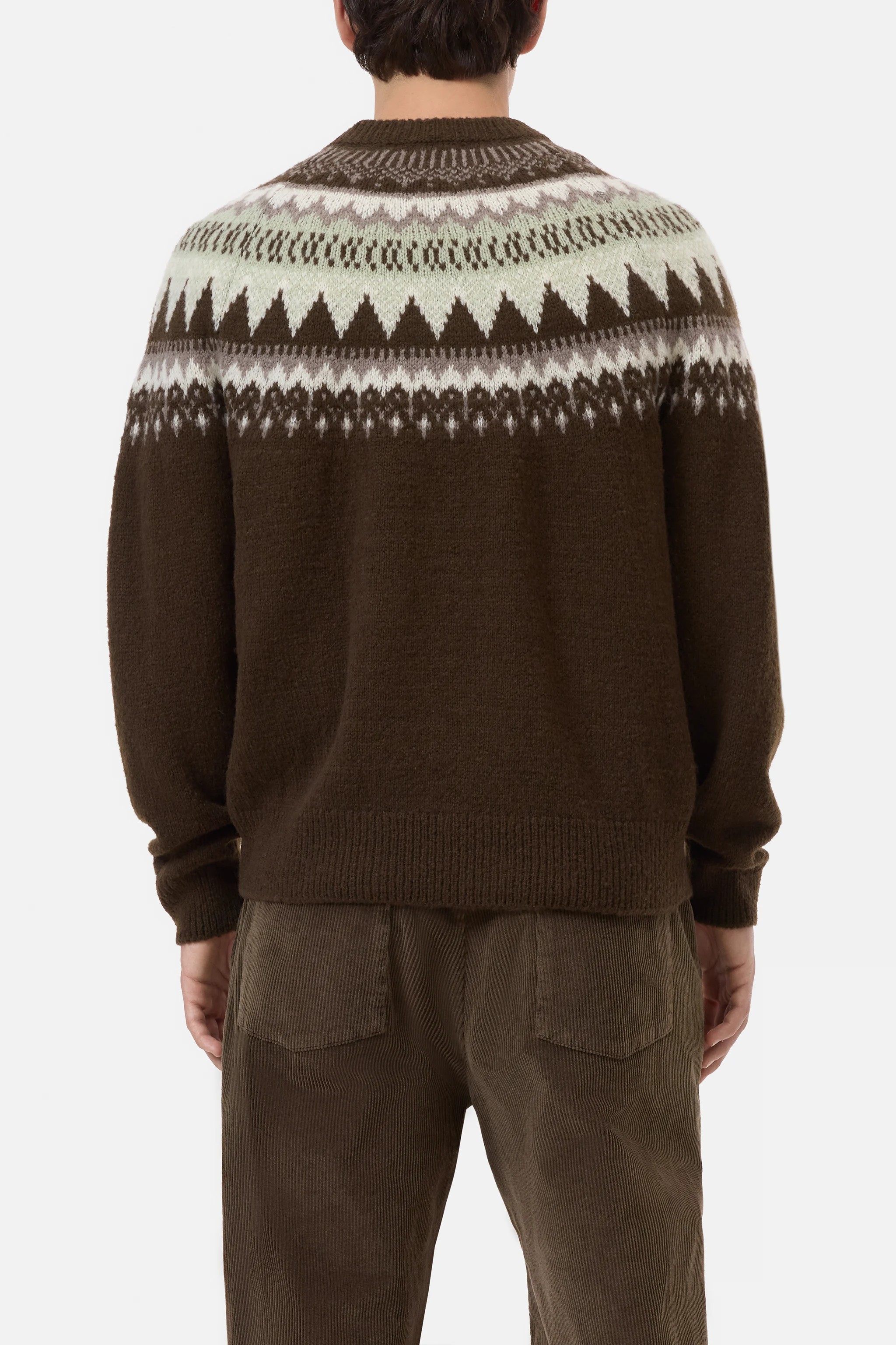 Men’s Dark Brown Fairisle Crew Neck Sweater