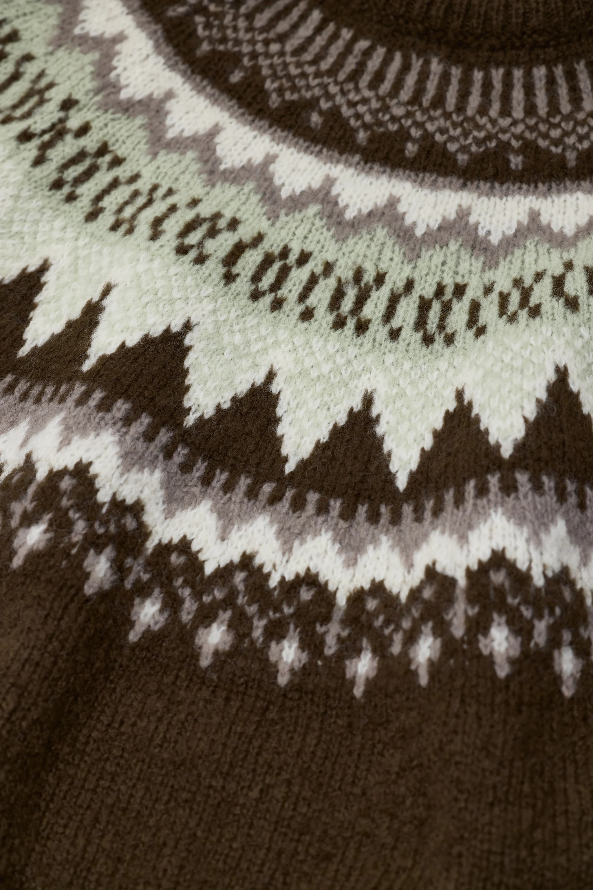 Men’s Dark Brown Fairisle Crew Neck Sweater