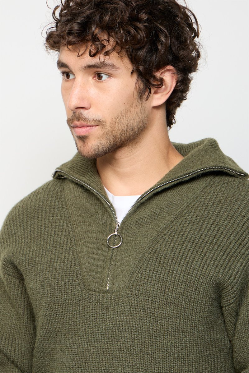 Men’s Khaki Textured Knit Sweater