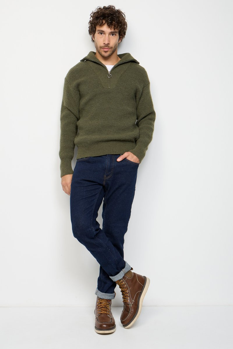 Men’s Khaki Textured Knit Sweater