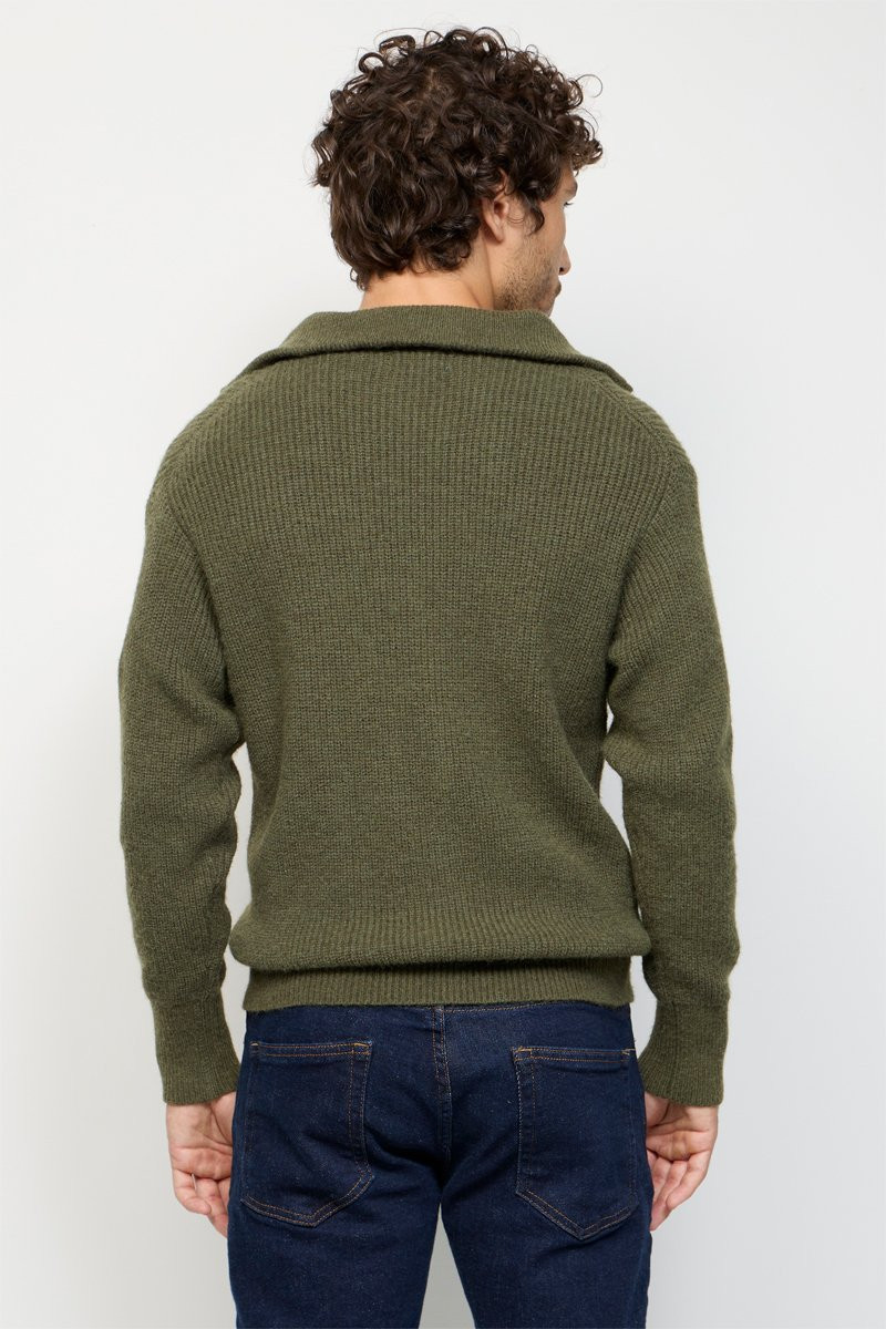 Men’s Khaki Textured Knit Sweater