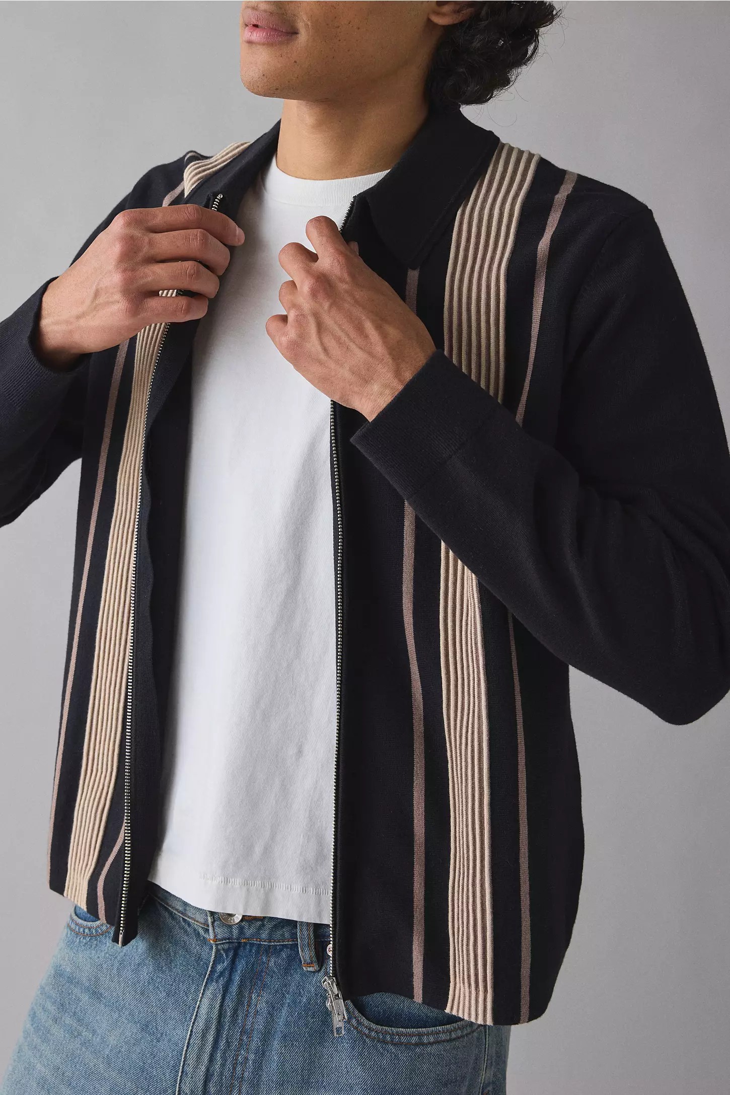 Men’s Lennox Milano Stripe Knitted Polo Sweater