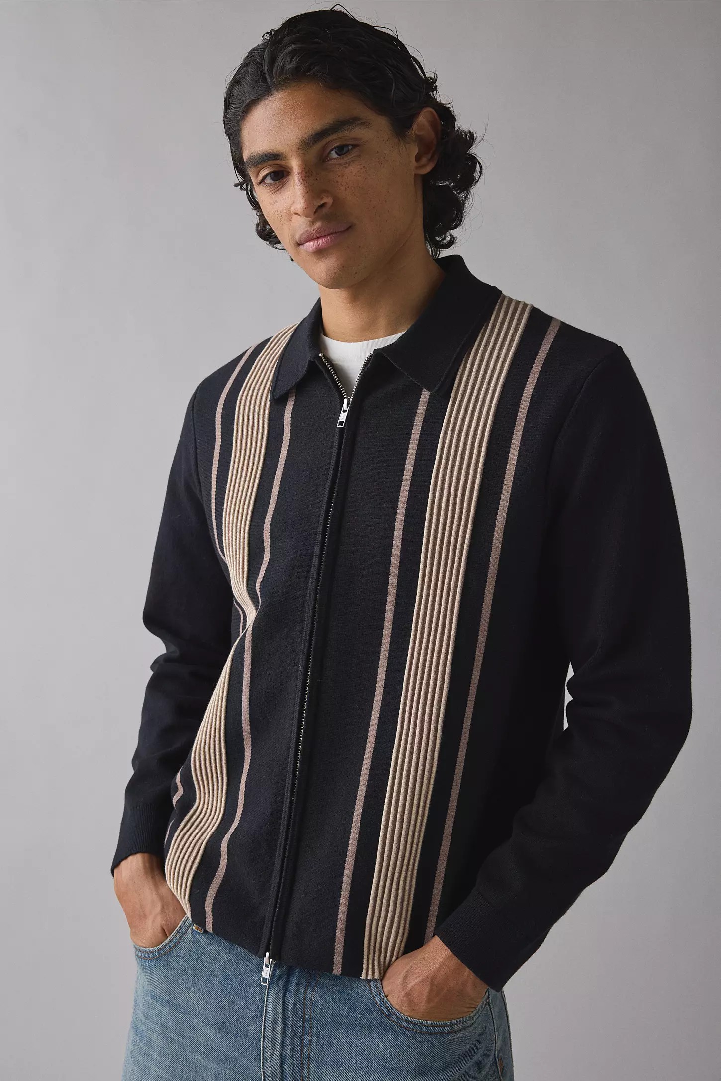 Men’s Lennox Milano Stripe Knitted Polo Sweater
