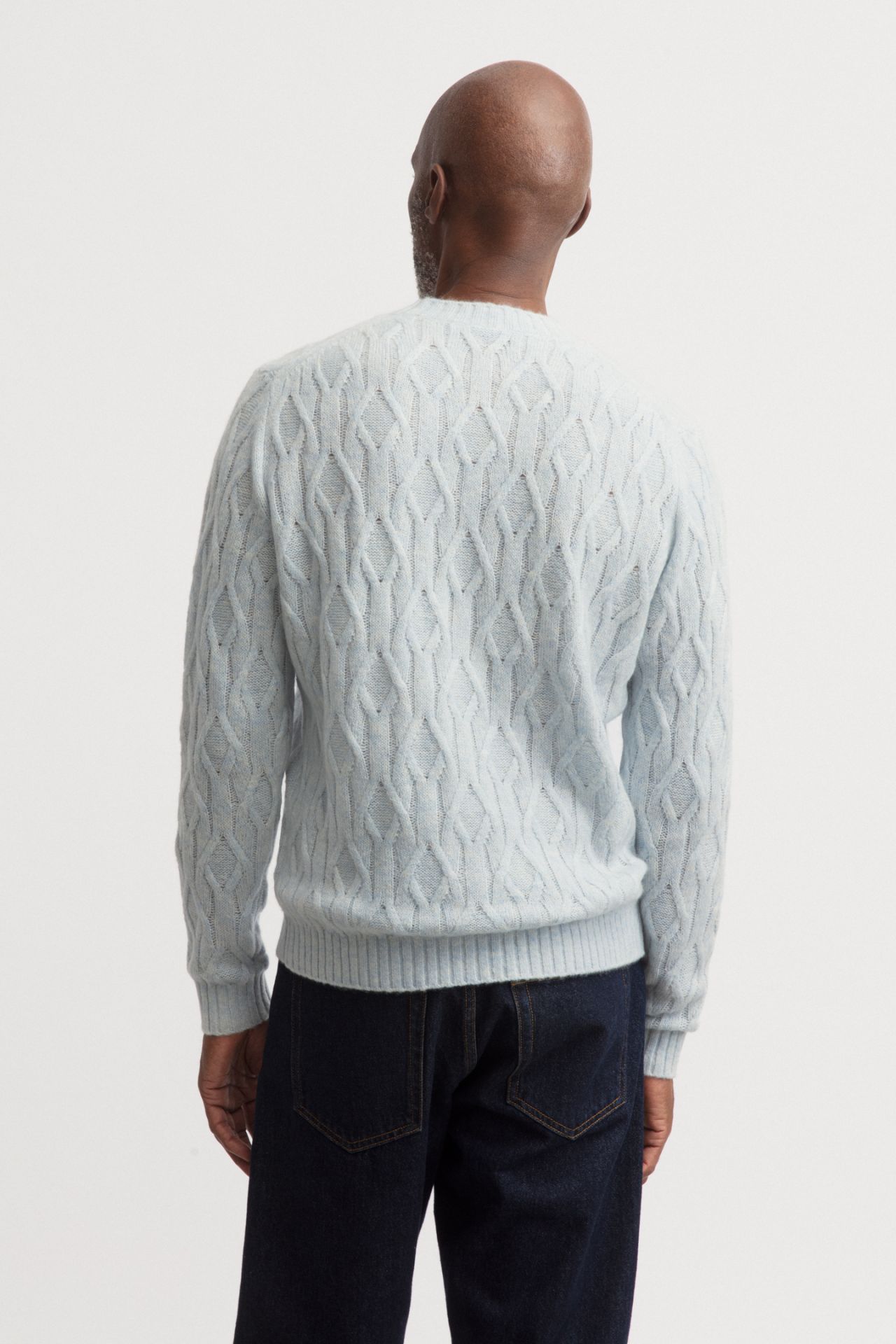 Men’s Luxury Cashmere-Silk Cable Knit Sweater