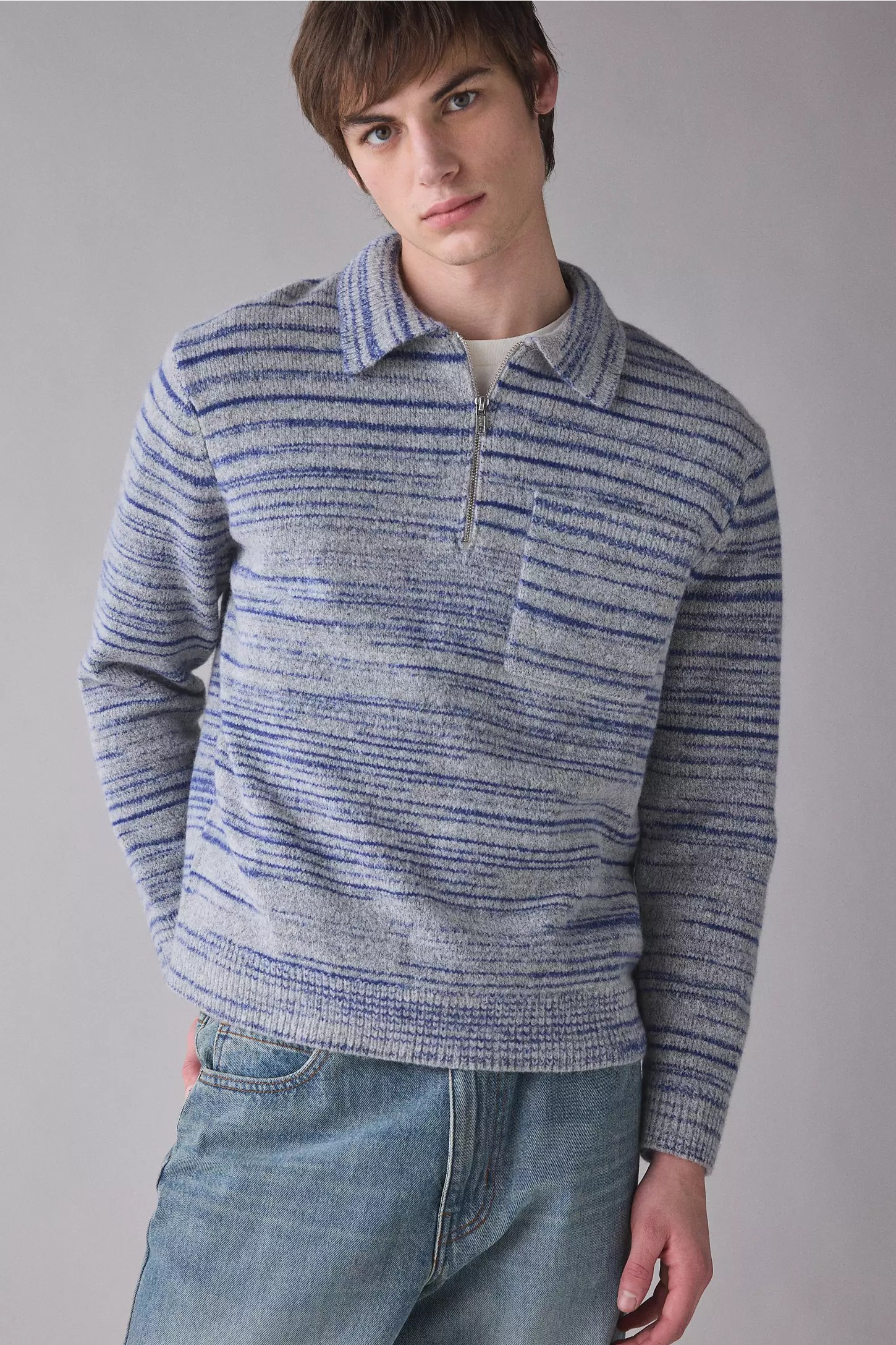 Men’s Space-Dye Relaxed Zip Polo sweater