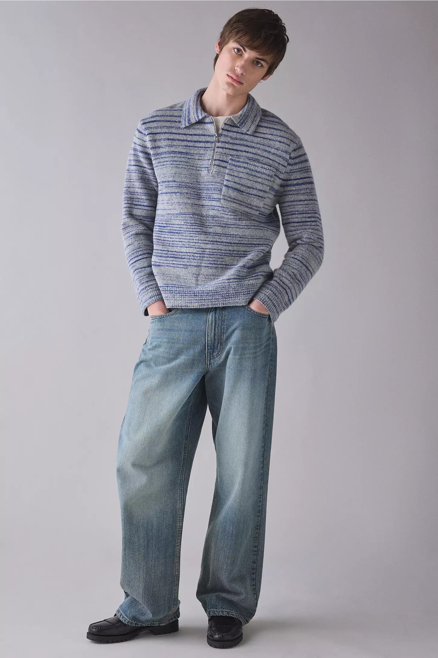 Men’s Space-Dye Relaxed Zip Polo sweater