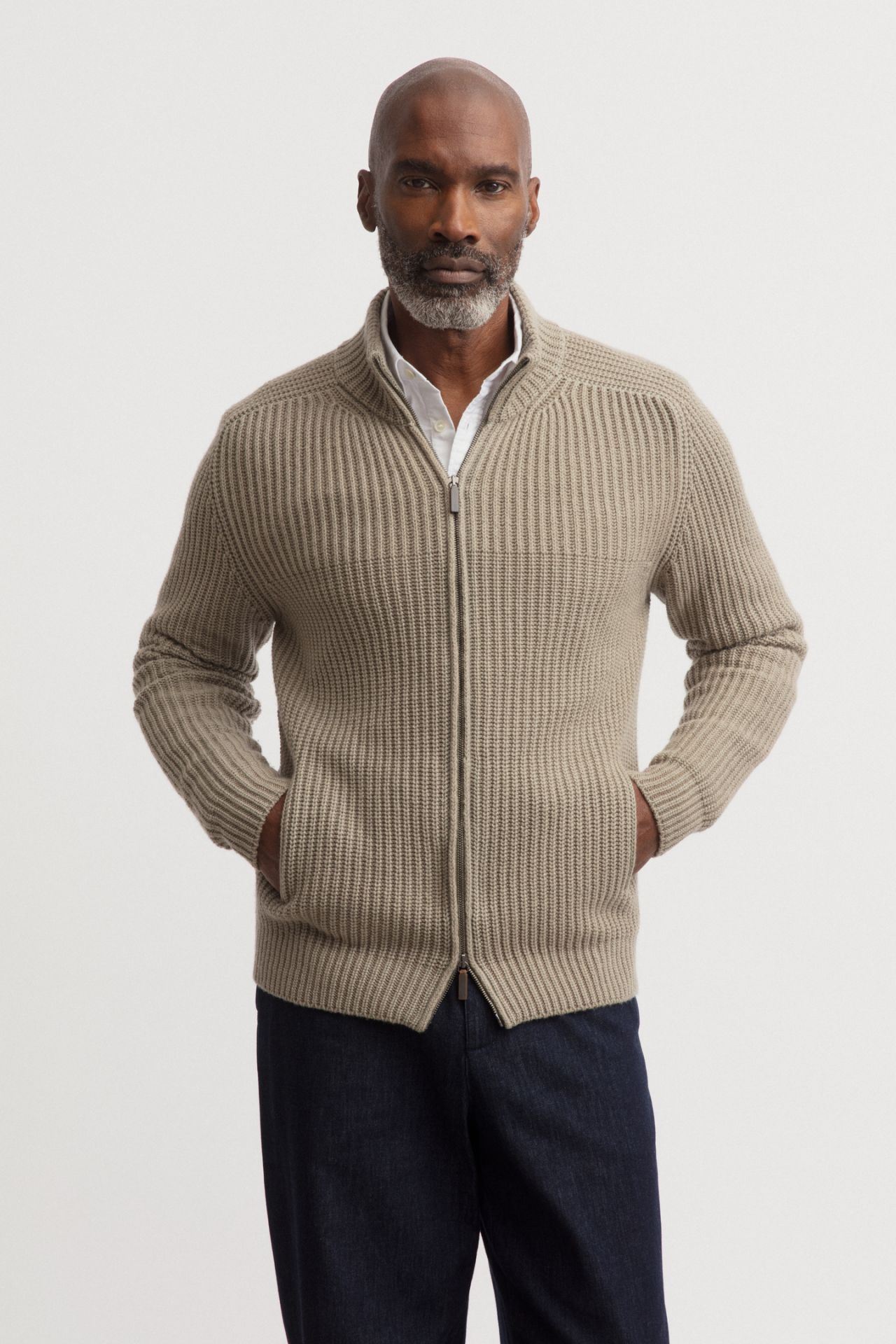 Men’s Stonewashed 100% Cashmere Cardigan Sweater